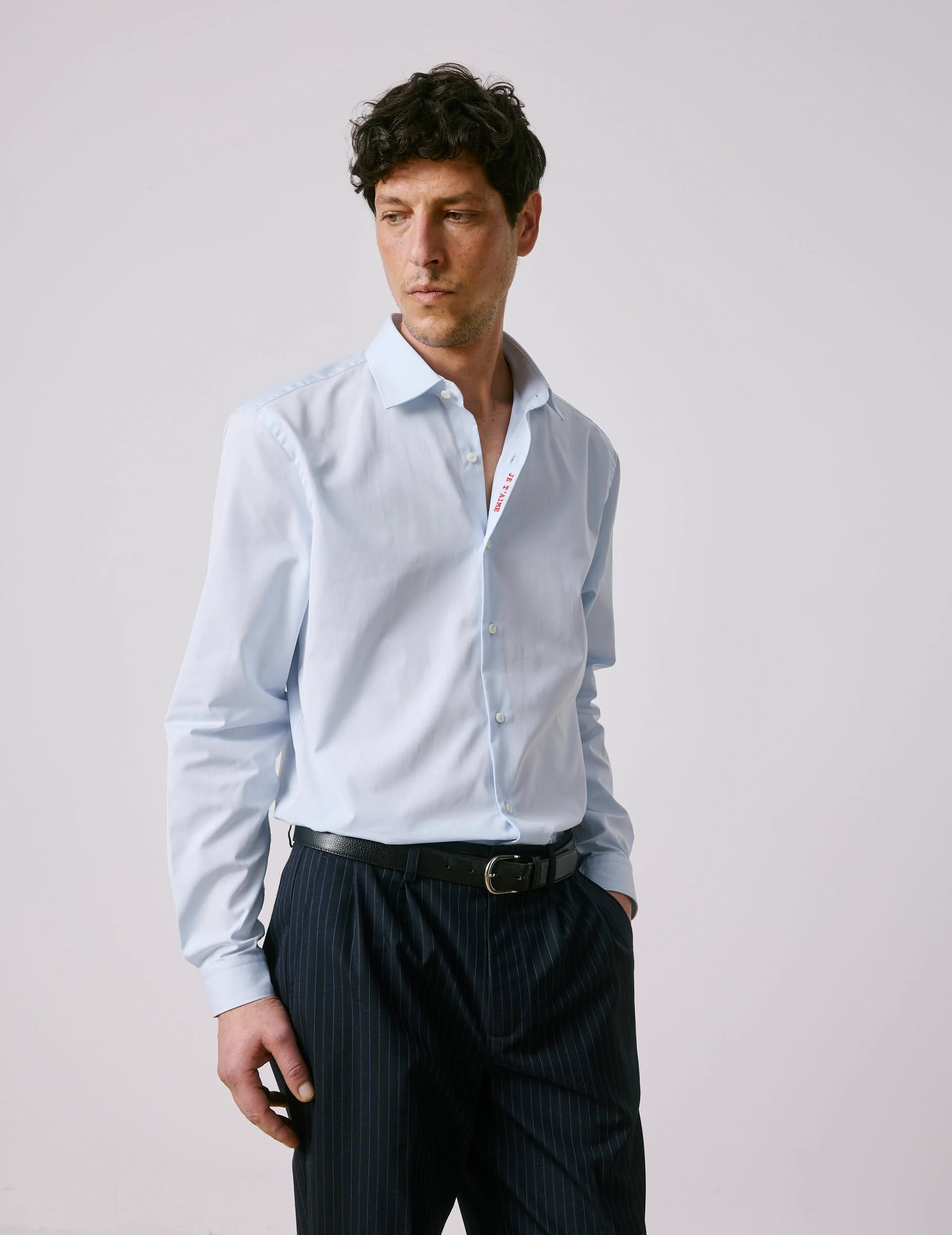Chemise mixte "Je t'aime" bleue - Image 3