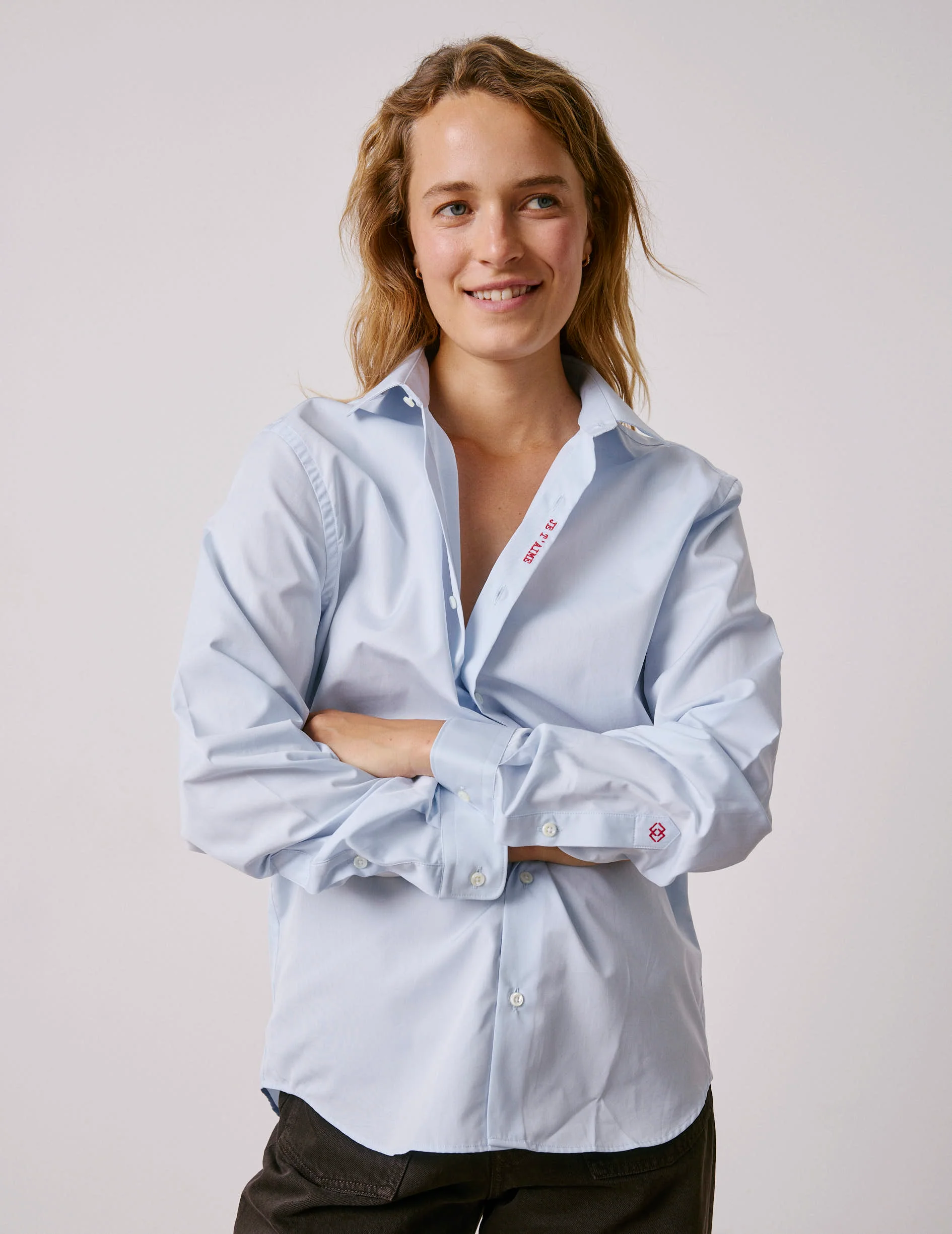 Chemise mixte "Je t'aime" bleue - Image 5