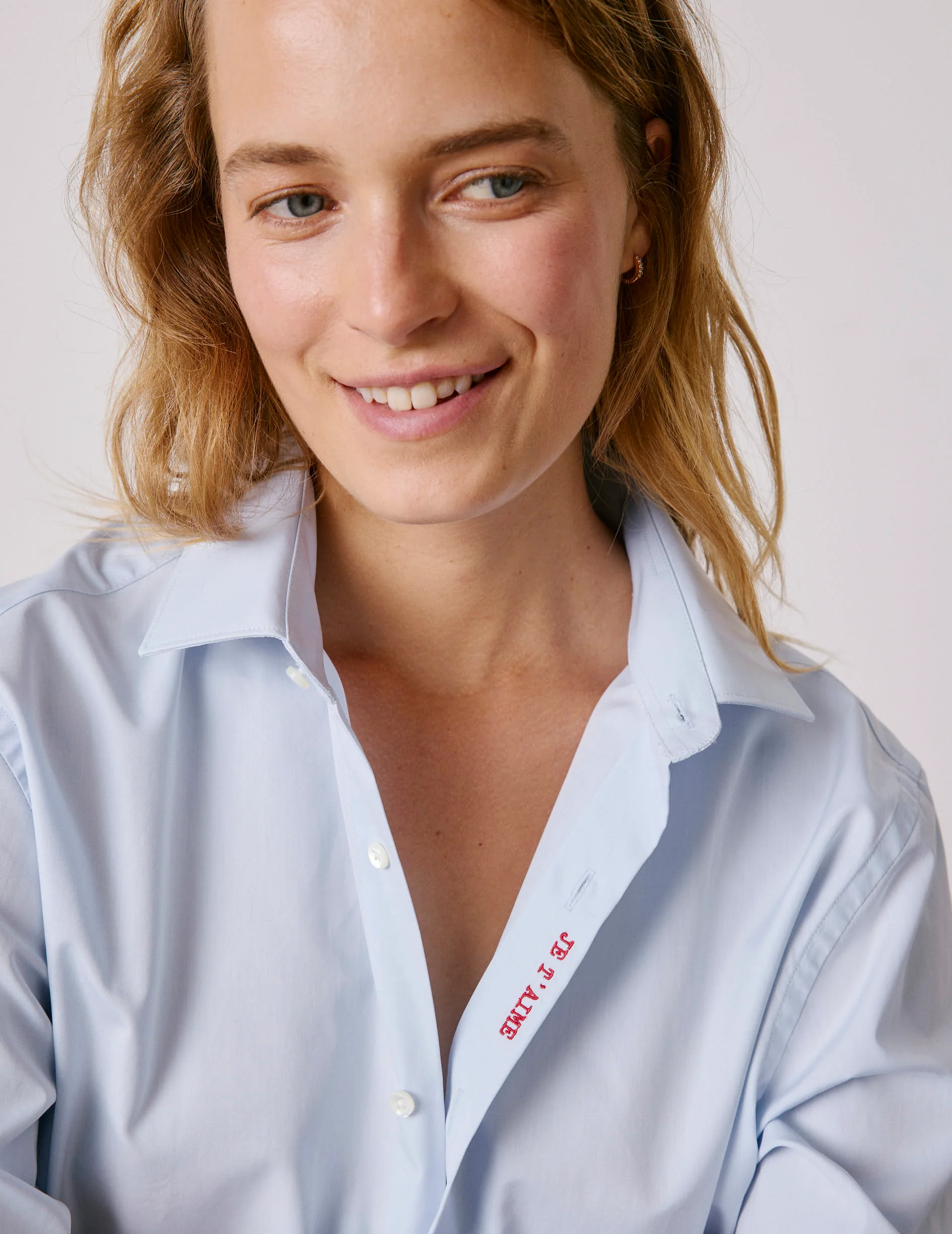 Chemise mixte "Je t'aime" bleue - Image 7