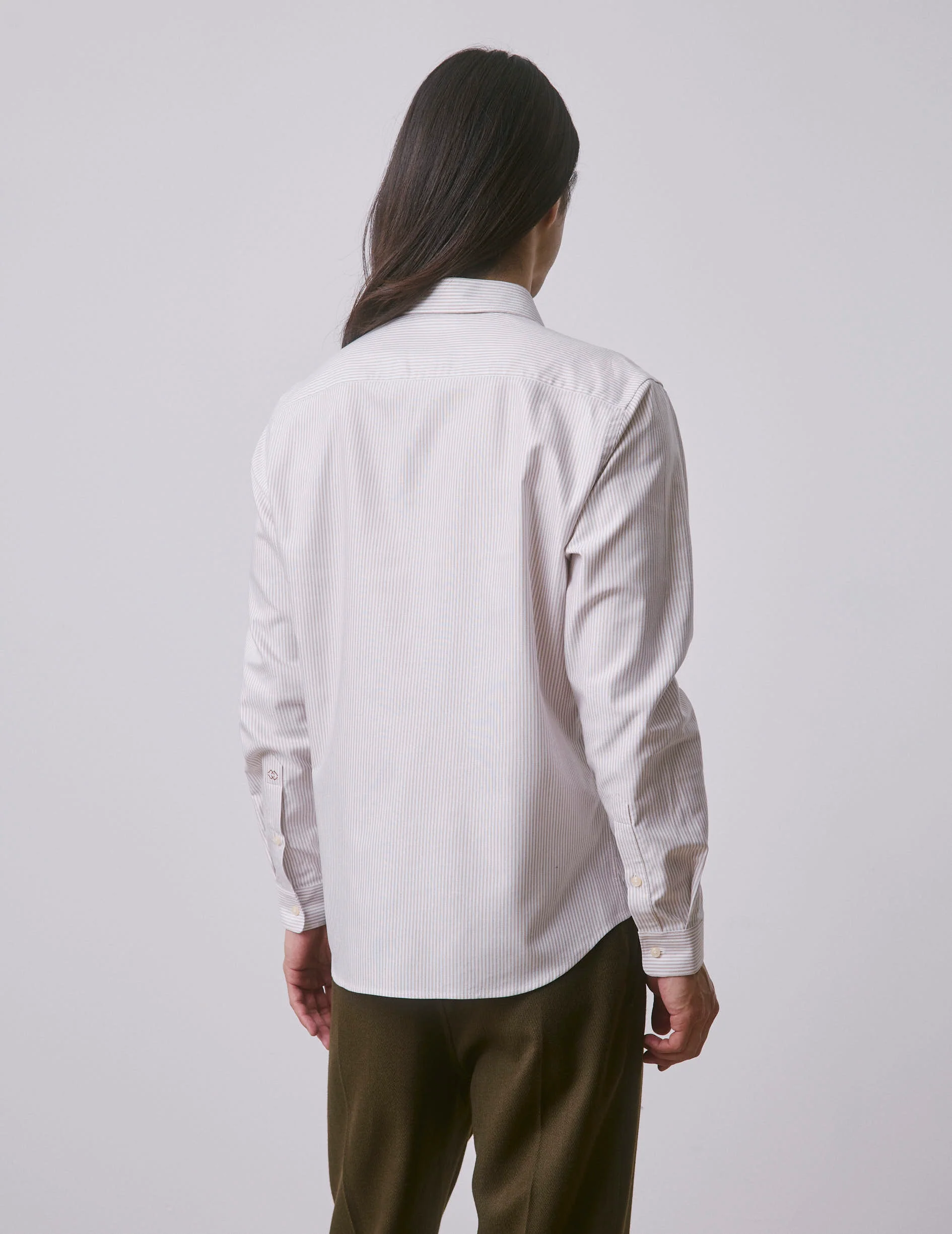 Chemise mixte "Je t'aime" rayée beige - Image 4