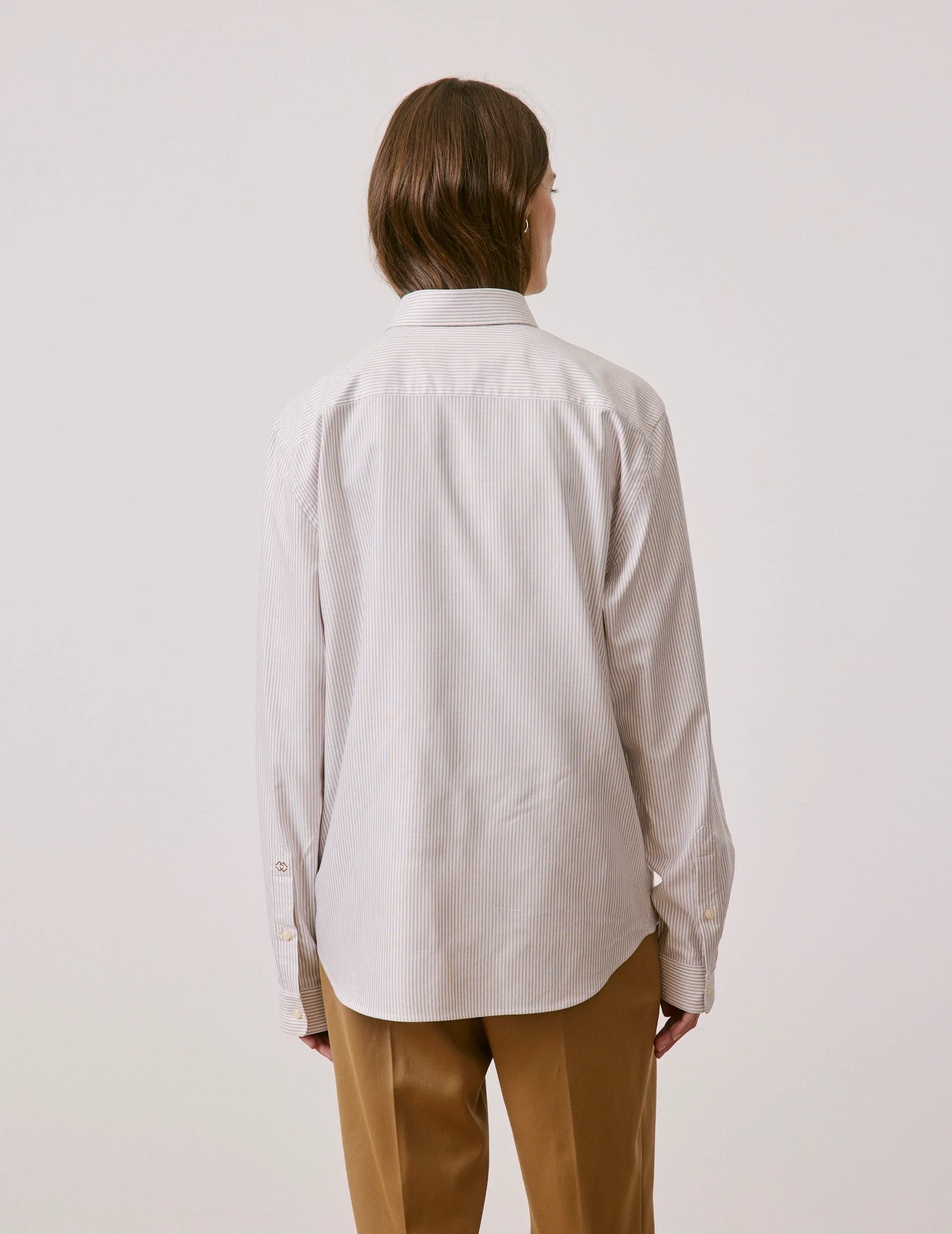 Chemise mixte "Je t'aime" rayée beige - Image 7