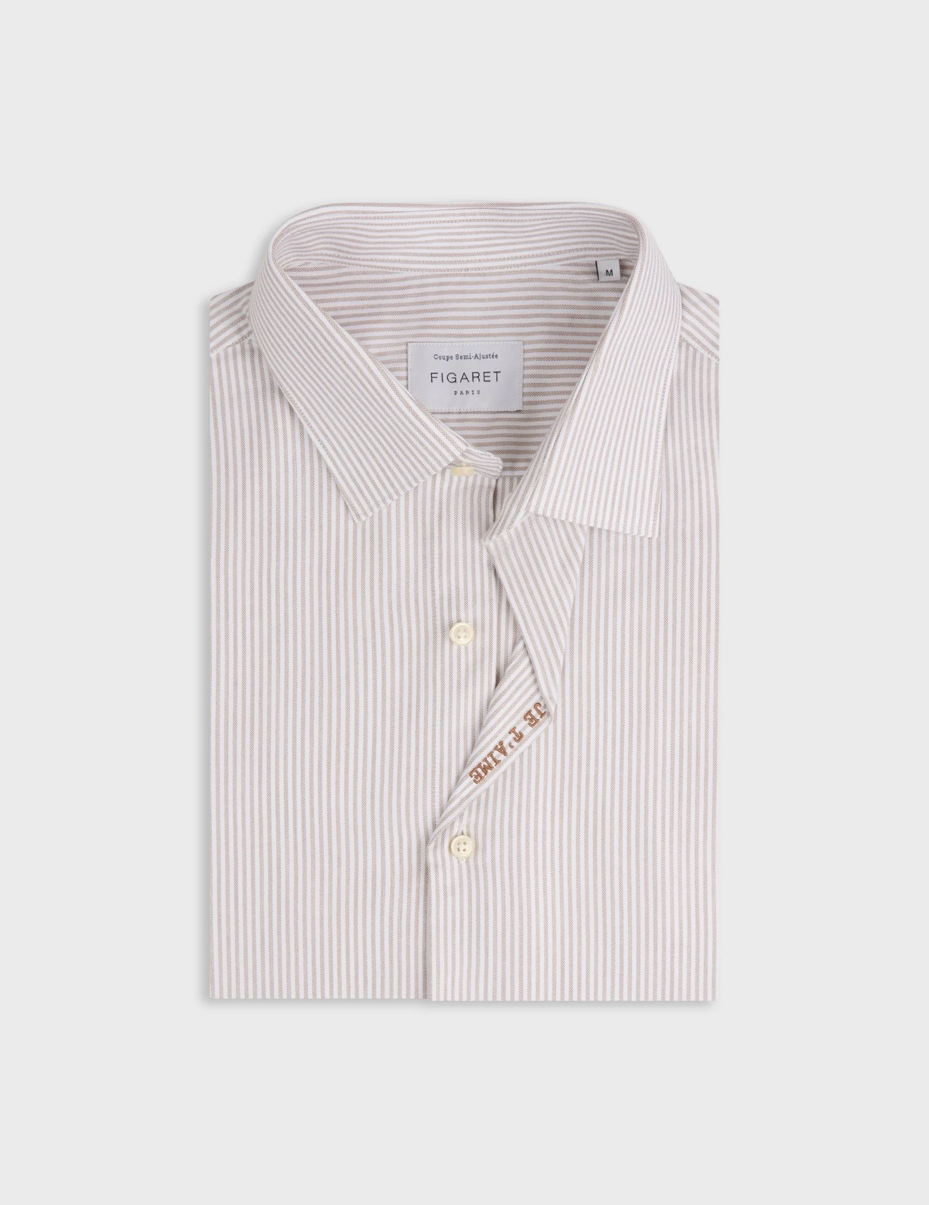 Chemise mixte "Je t'aime" rayée beige - Image 9