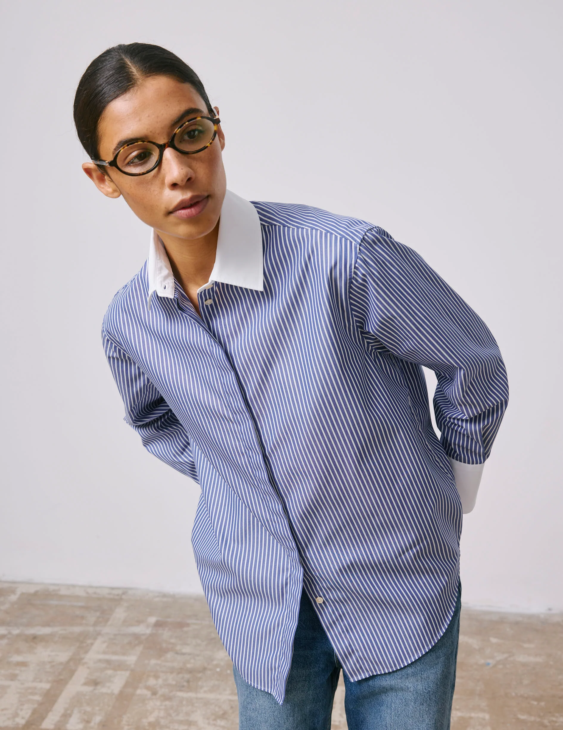 Chemise Naéline avec cravate amovible bleue - Image 3
