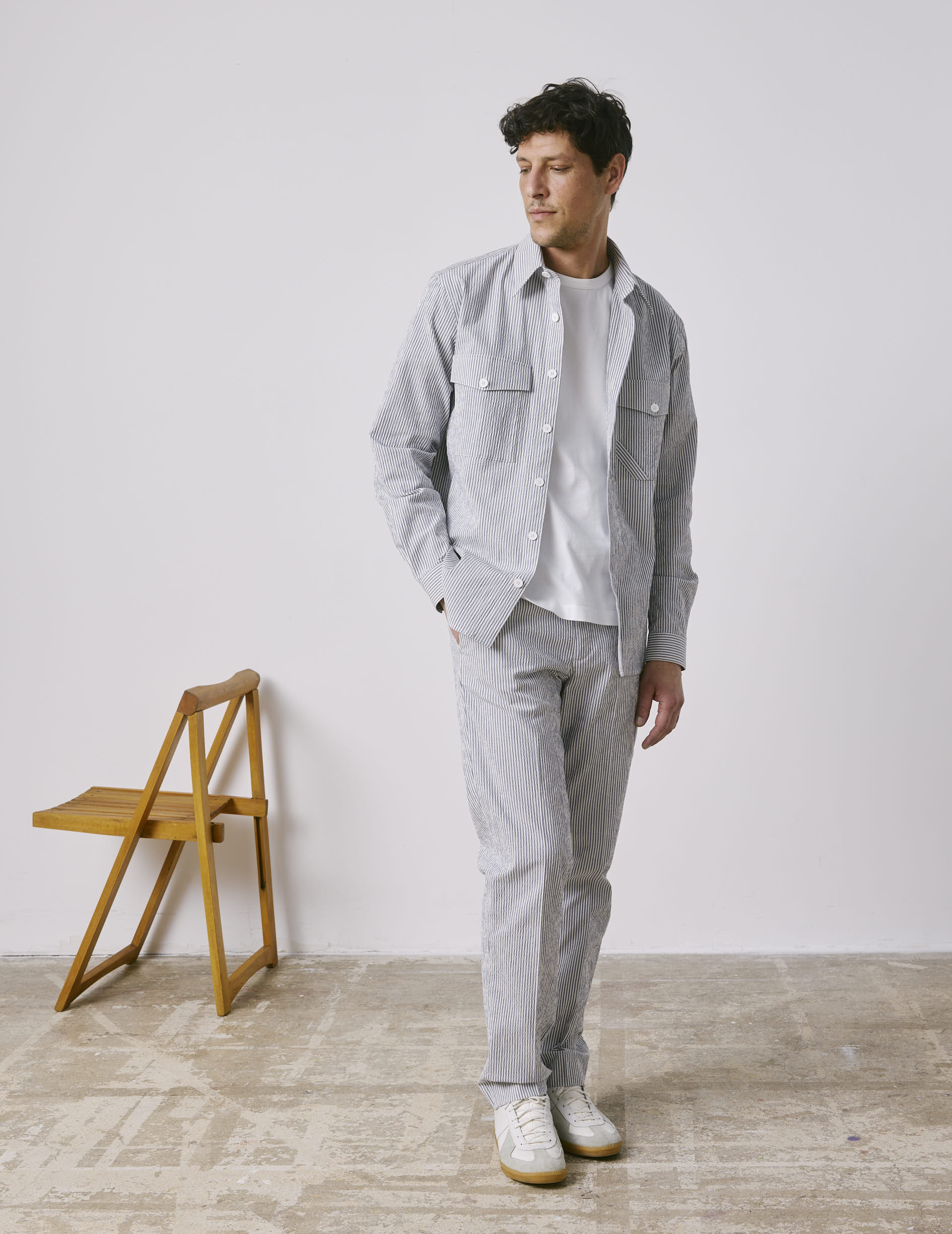 Chemise Nathael en seersucker rayé bleu - Image 3
