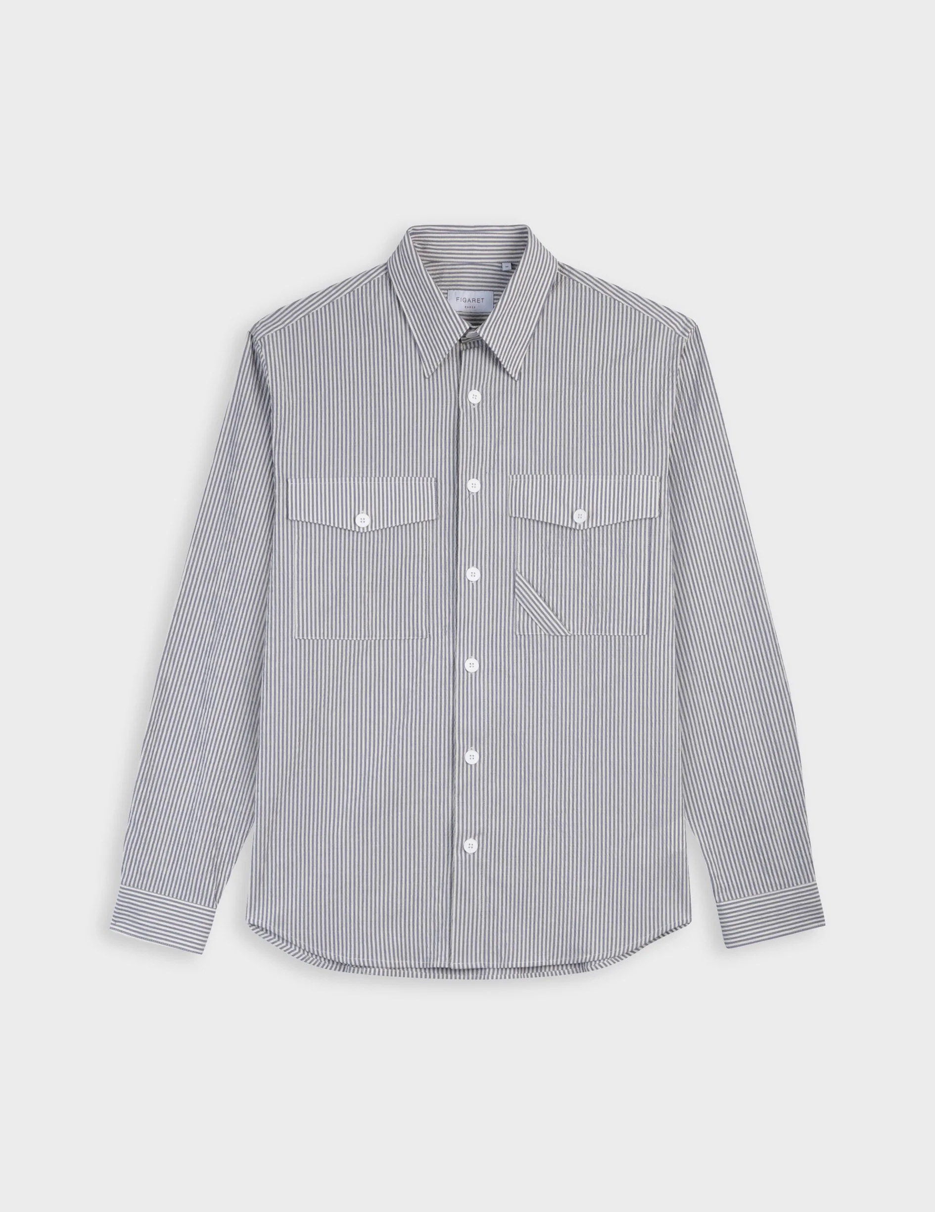Chemise Nathael en seersucker rayé bleu - Image 5