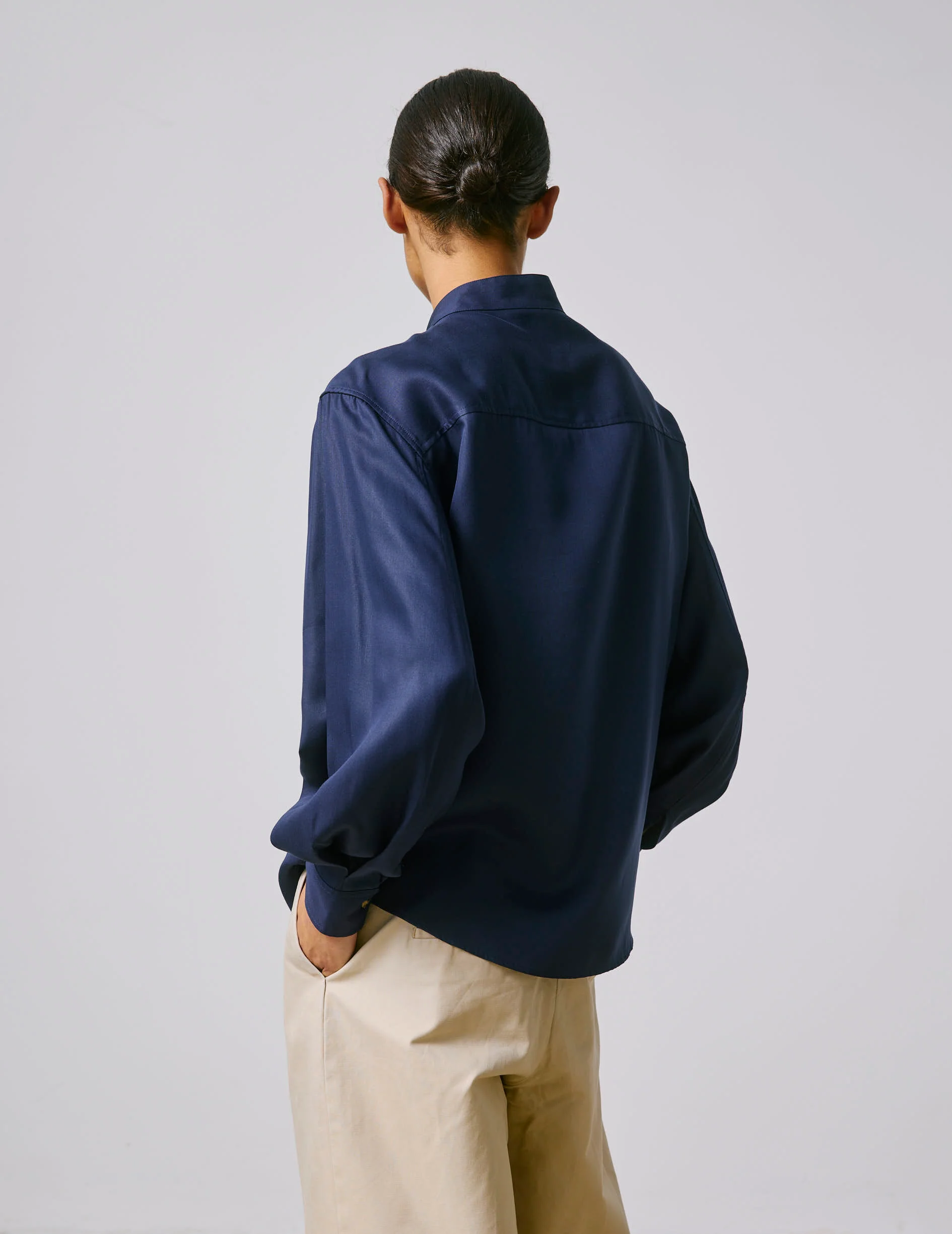 Chemise popover Nessa rayée bleu marine - Image 2