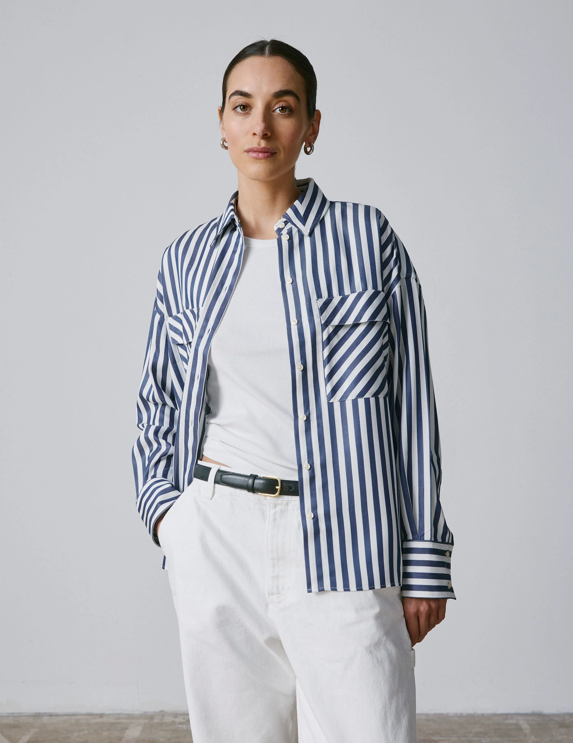 Chemise Noémia rayée bleu marine