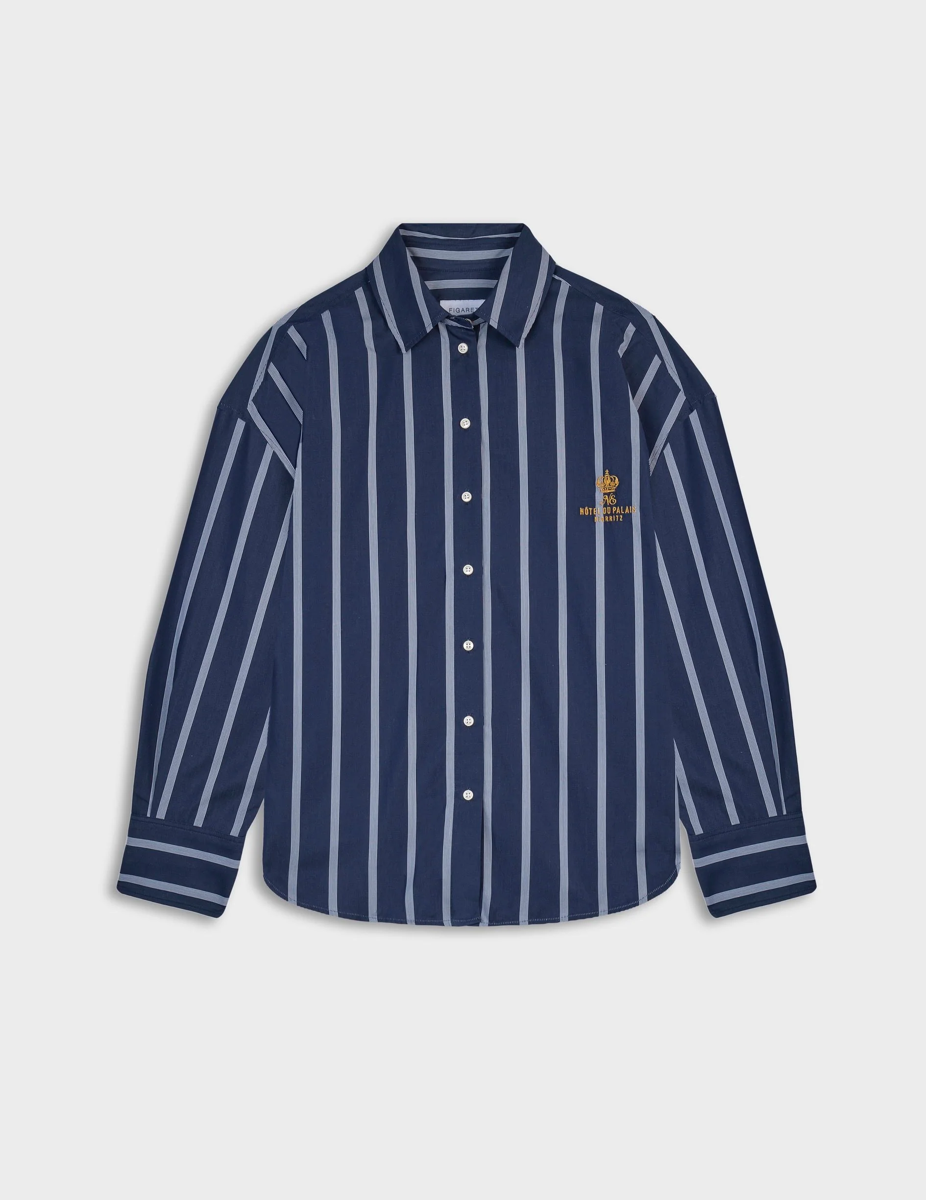 Chemise oversize Eugénie rayée bleu marine - Image 7