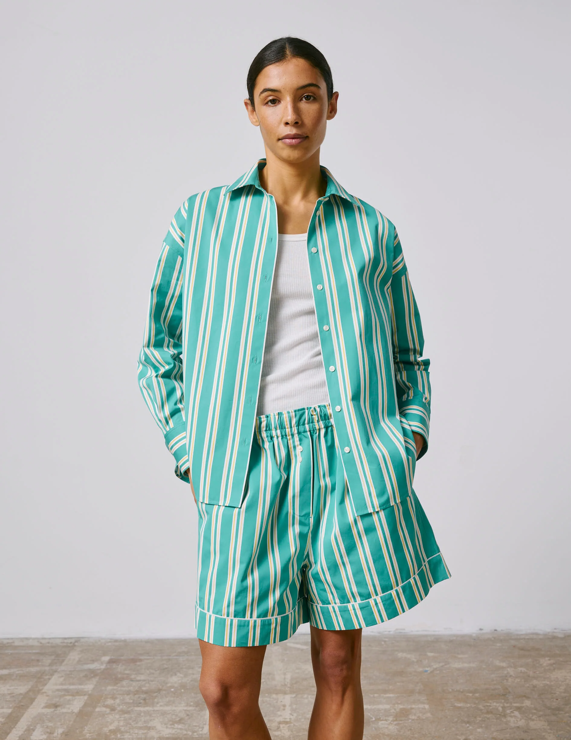 Chemise oversize Lizandra rayée verte