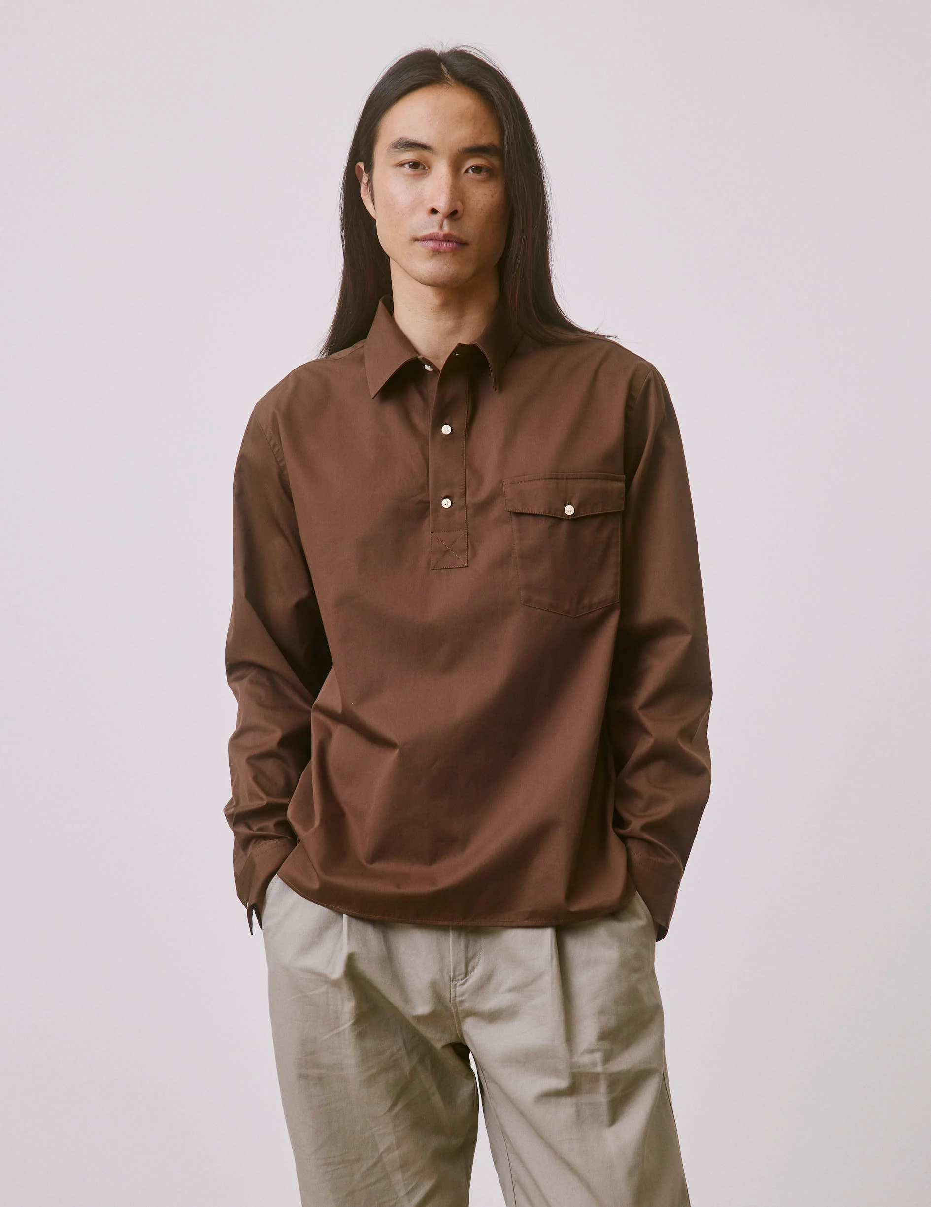Chemise popover Normann marron - Image 4