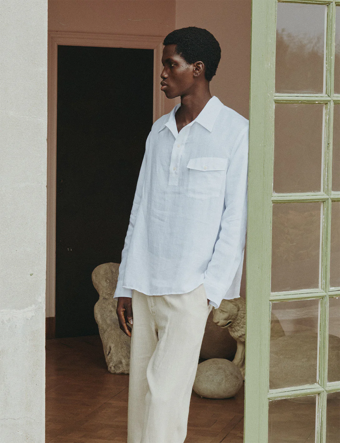 Chemise popover Normann en lin blanc