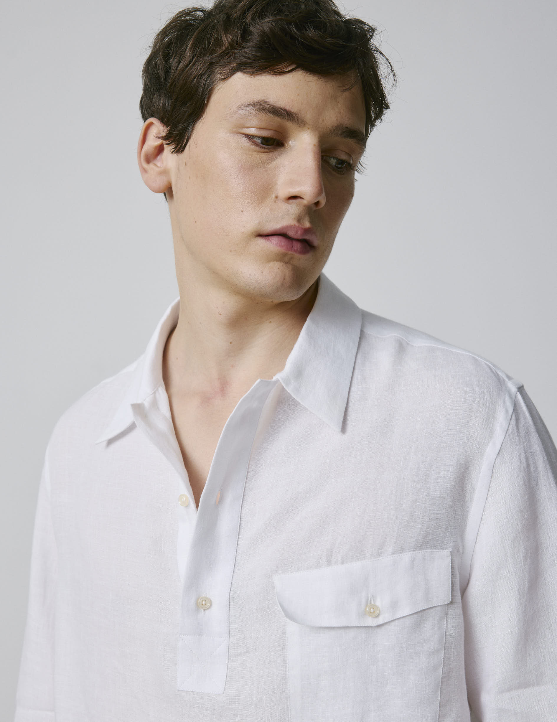 Chemise popover Normann en lin blanc - Image 4