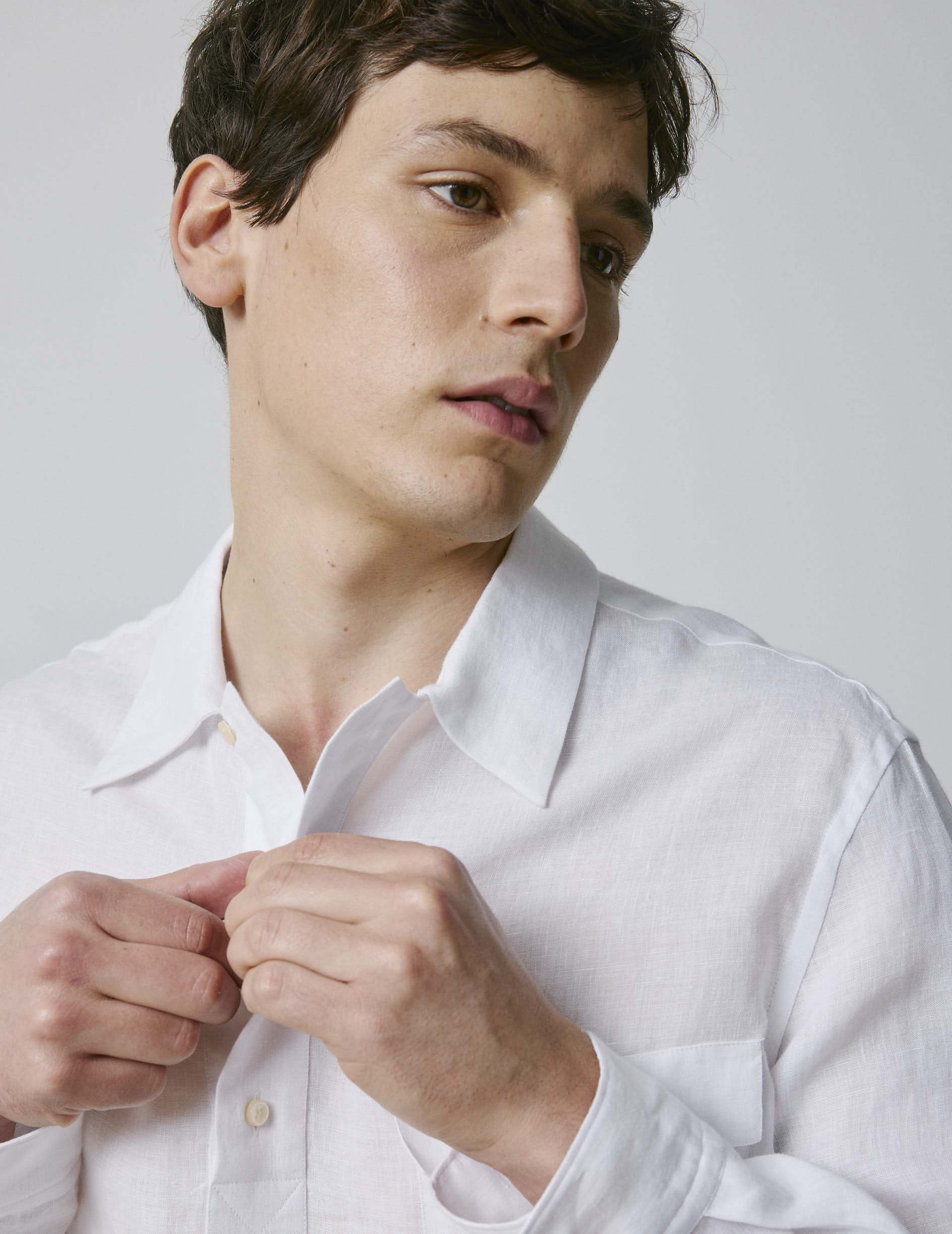 Chemise popover Normann en lin blanc - Image 5