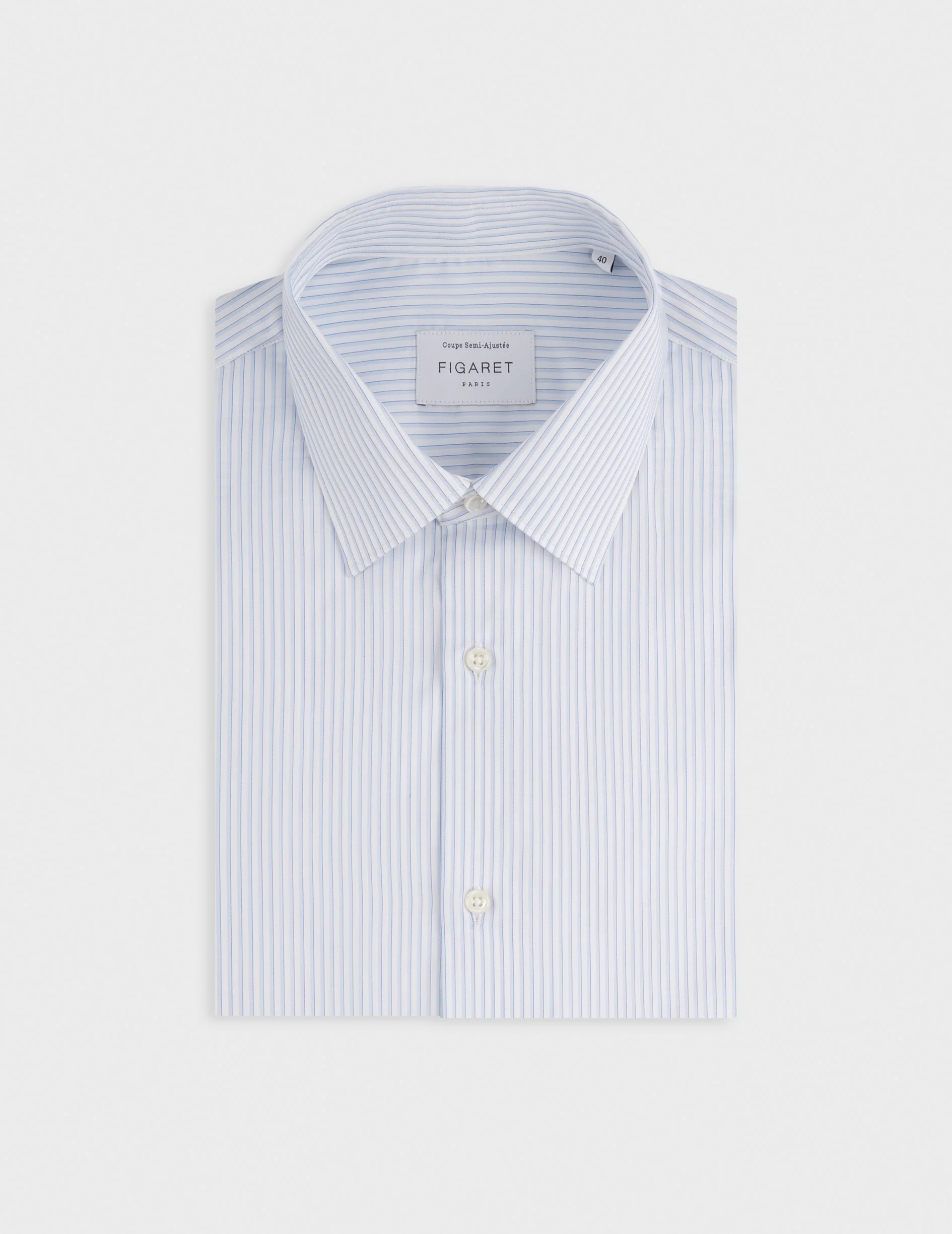 Chemise semi-ajustée Voyage rayée bleu clair