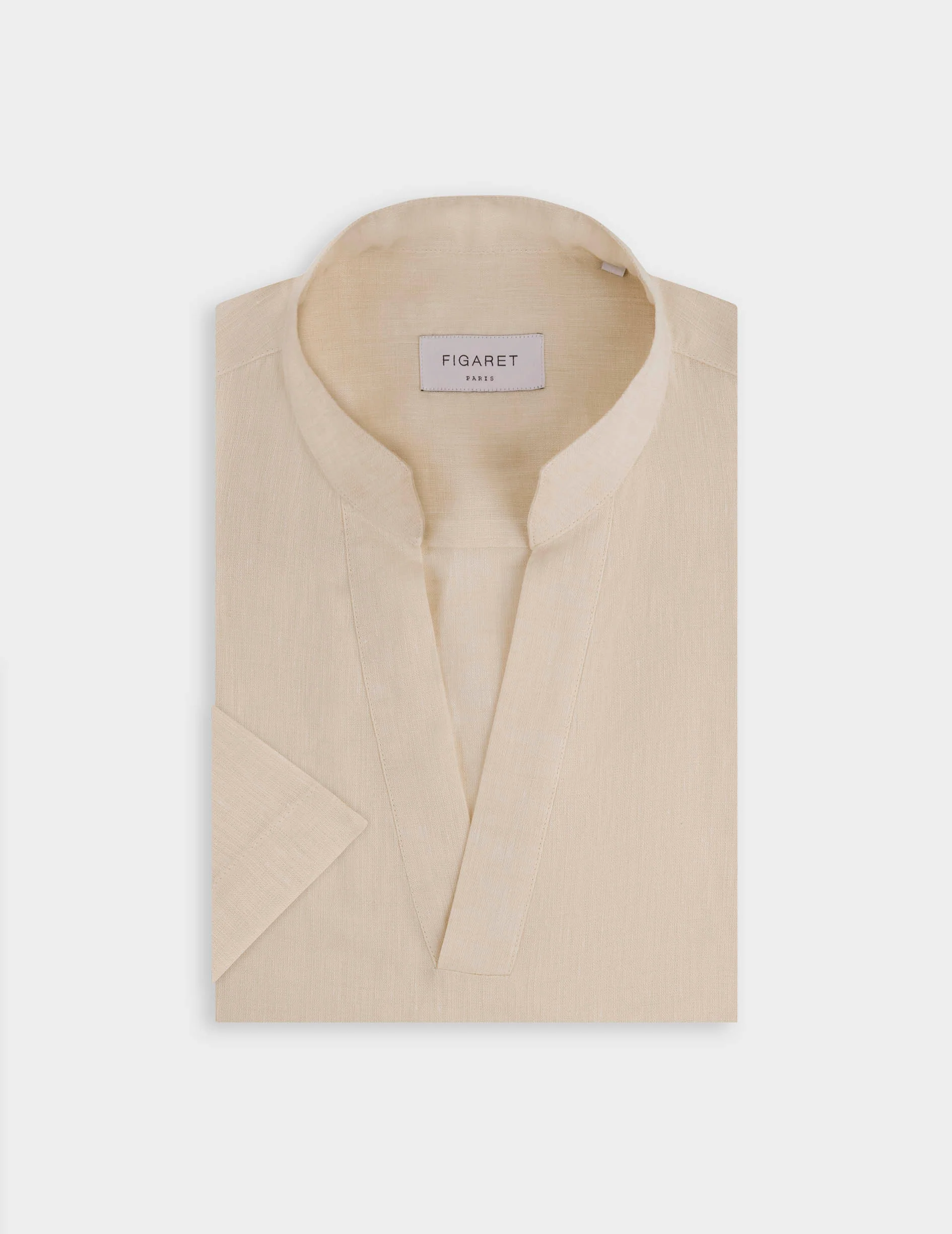 Chemise Leon manches courtes en lin écru - Image 3
