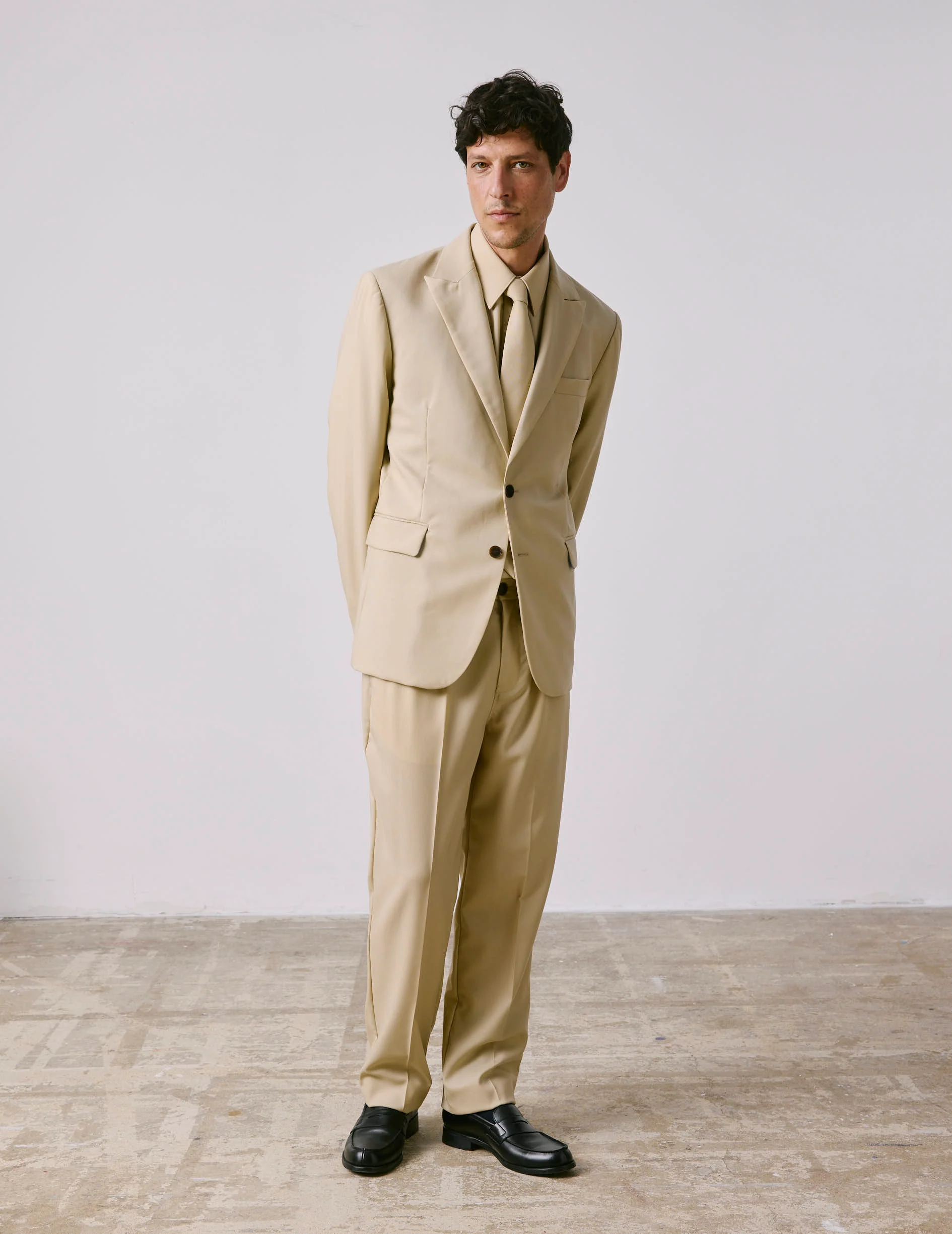 Pantalon de costume Driss en laine vierge beige - Image 3