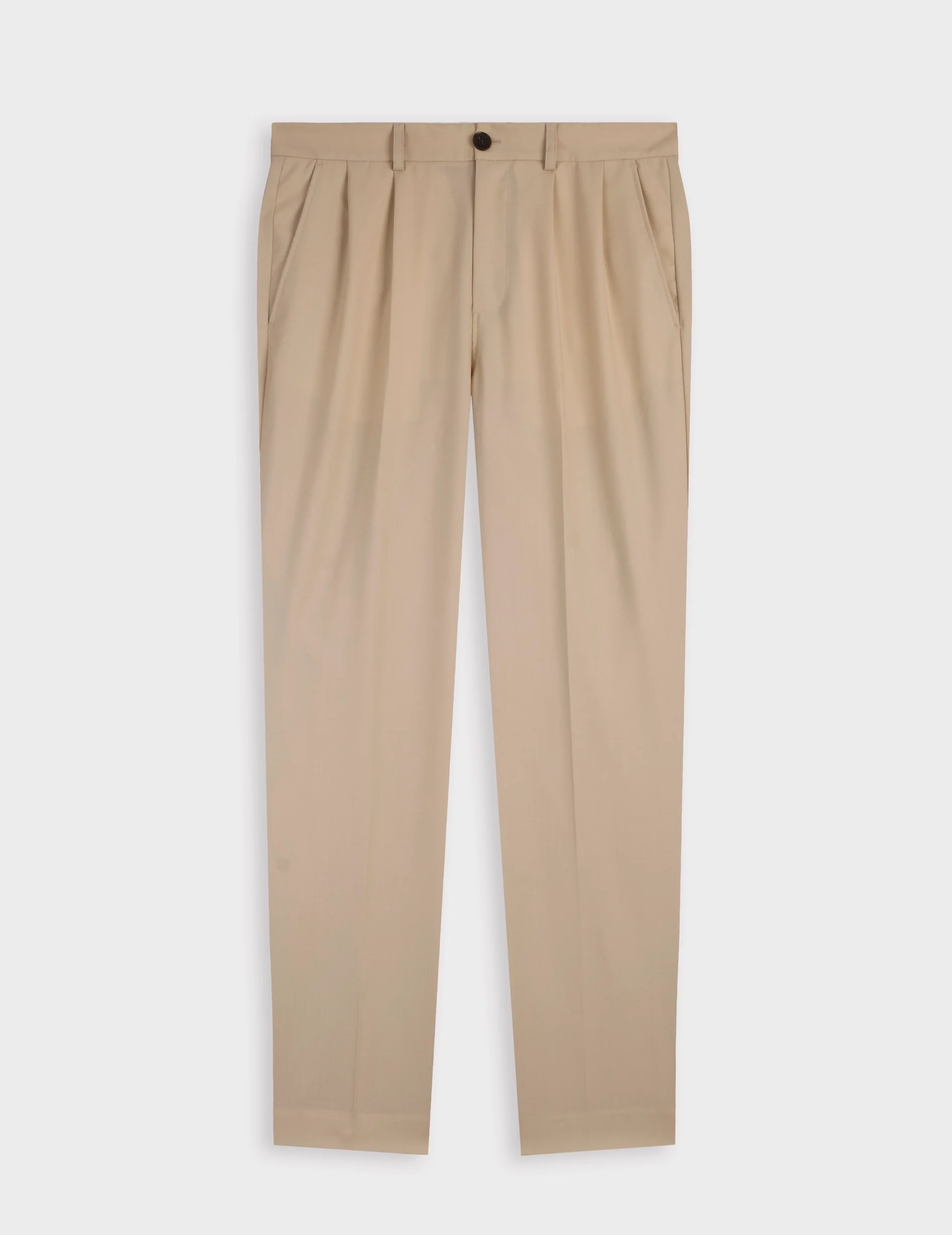 Pantalon de costume Driss en laine vierge beige - Image 4