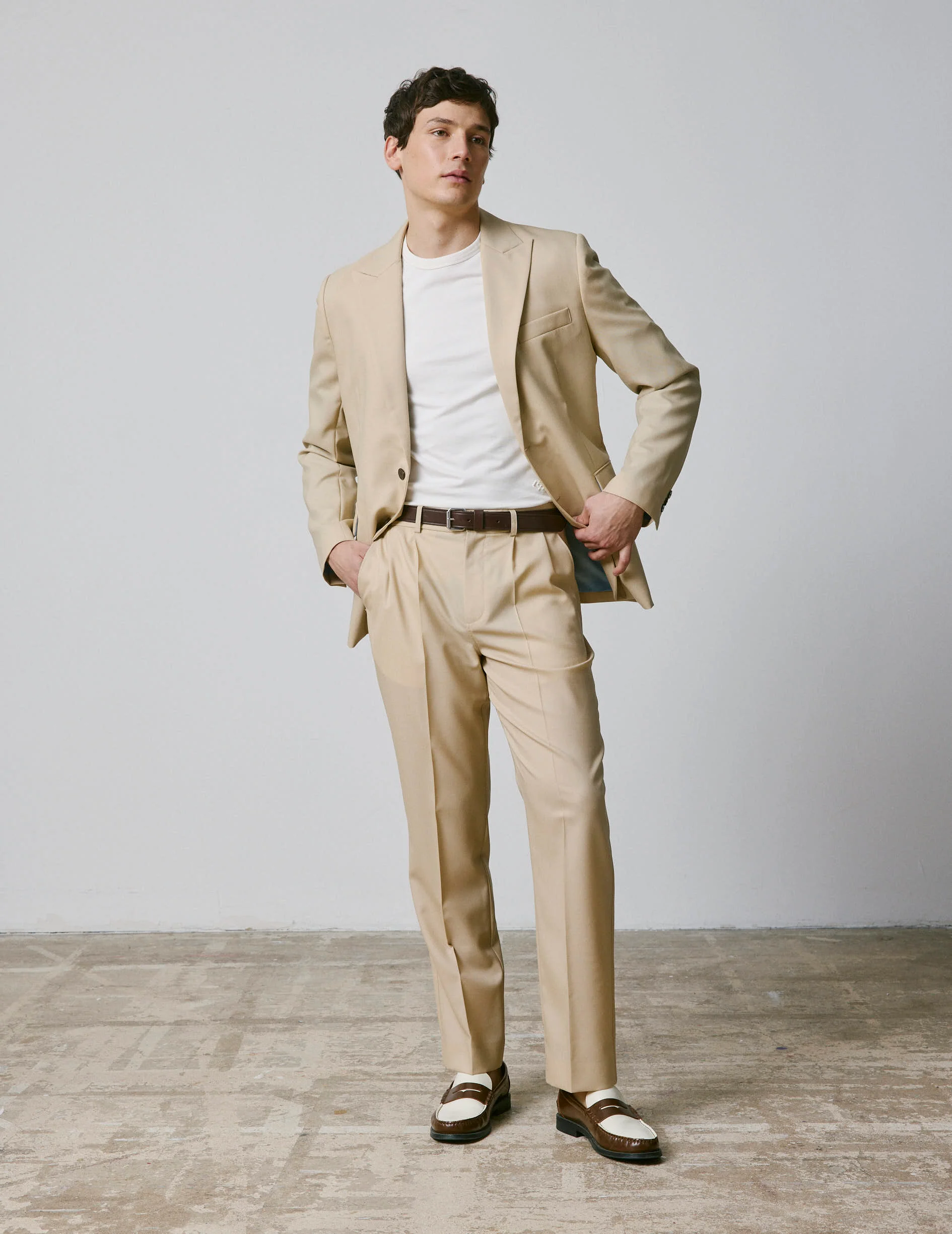 Pantalon de costume Driss en laine vierge beige - Image 8