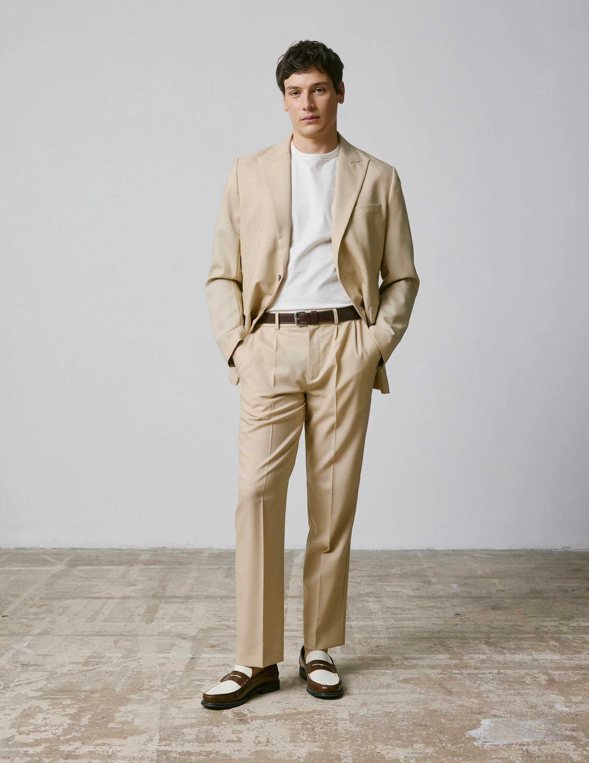 Pantalon de costume Driss en laine vierge beige - Image 9