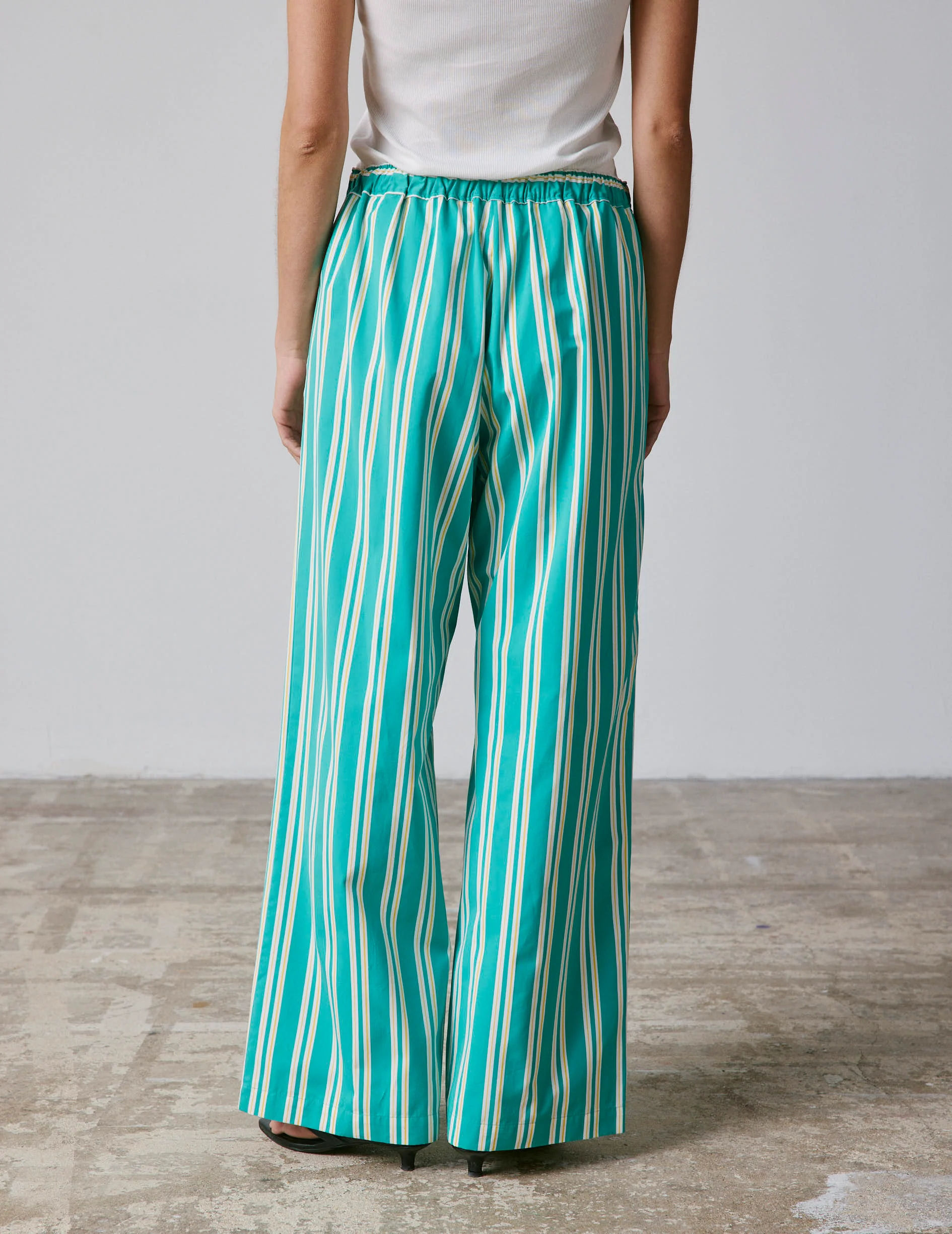 Pantalon Laeticia en popeline rayée verte - Image 2