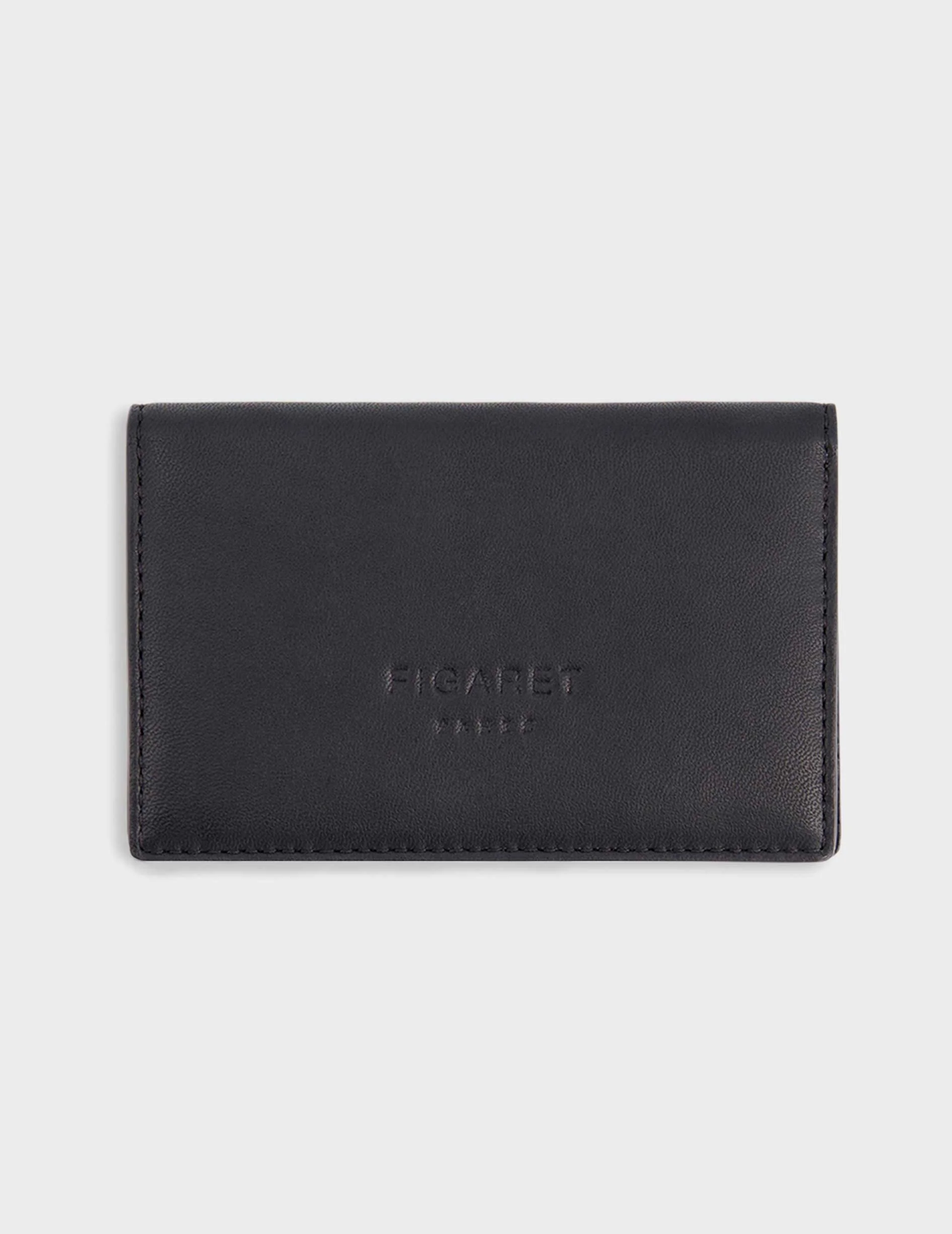 Porte-cartes à rabat en cuir et suède noir - Image 3