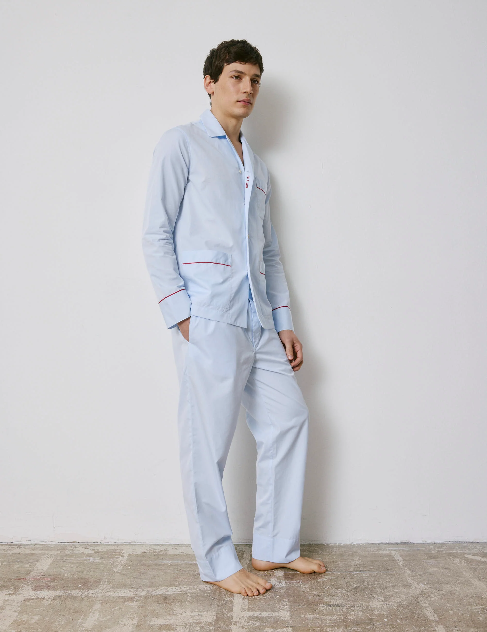 Pyjama Louis en popeline bleue brodée "Je t'aime" - Image 3