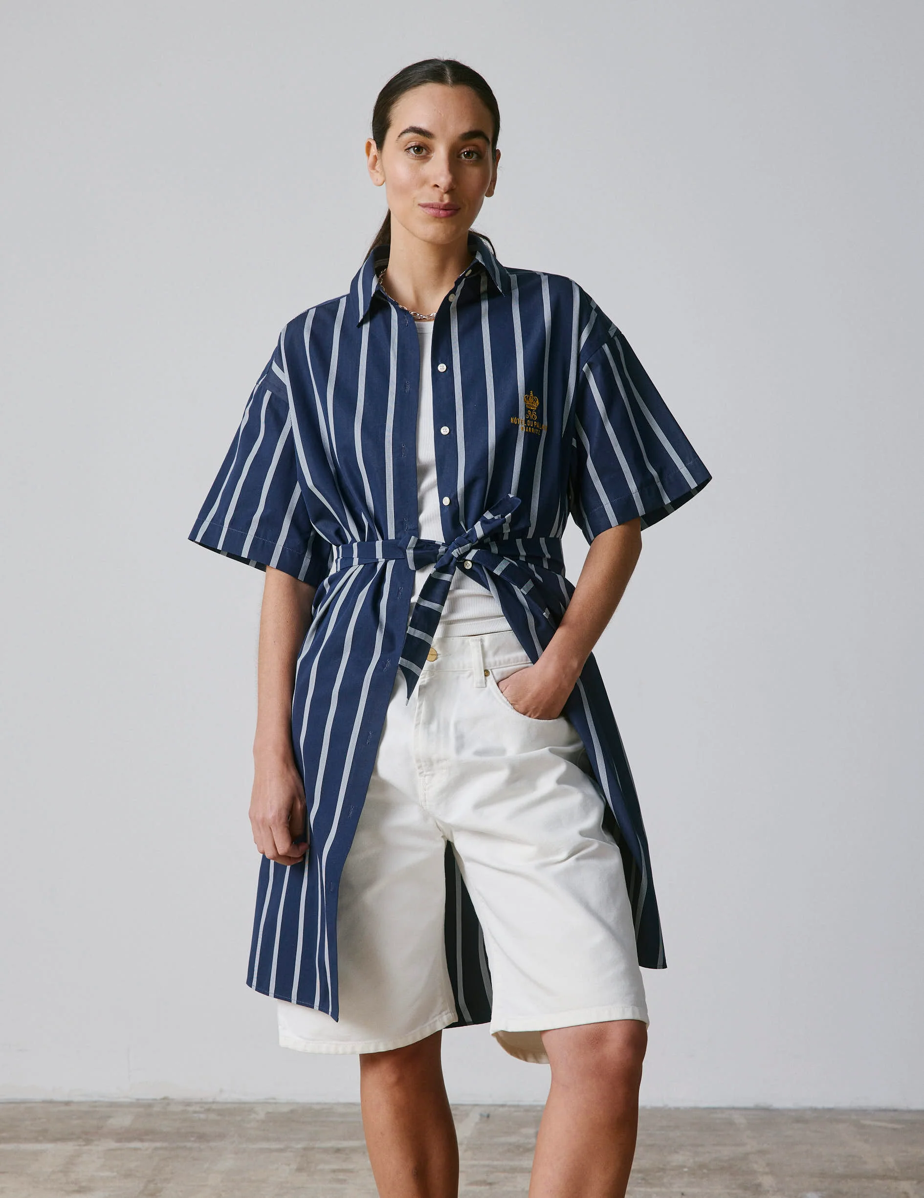 Robe Belharra en popeline marine - Image 2