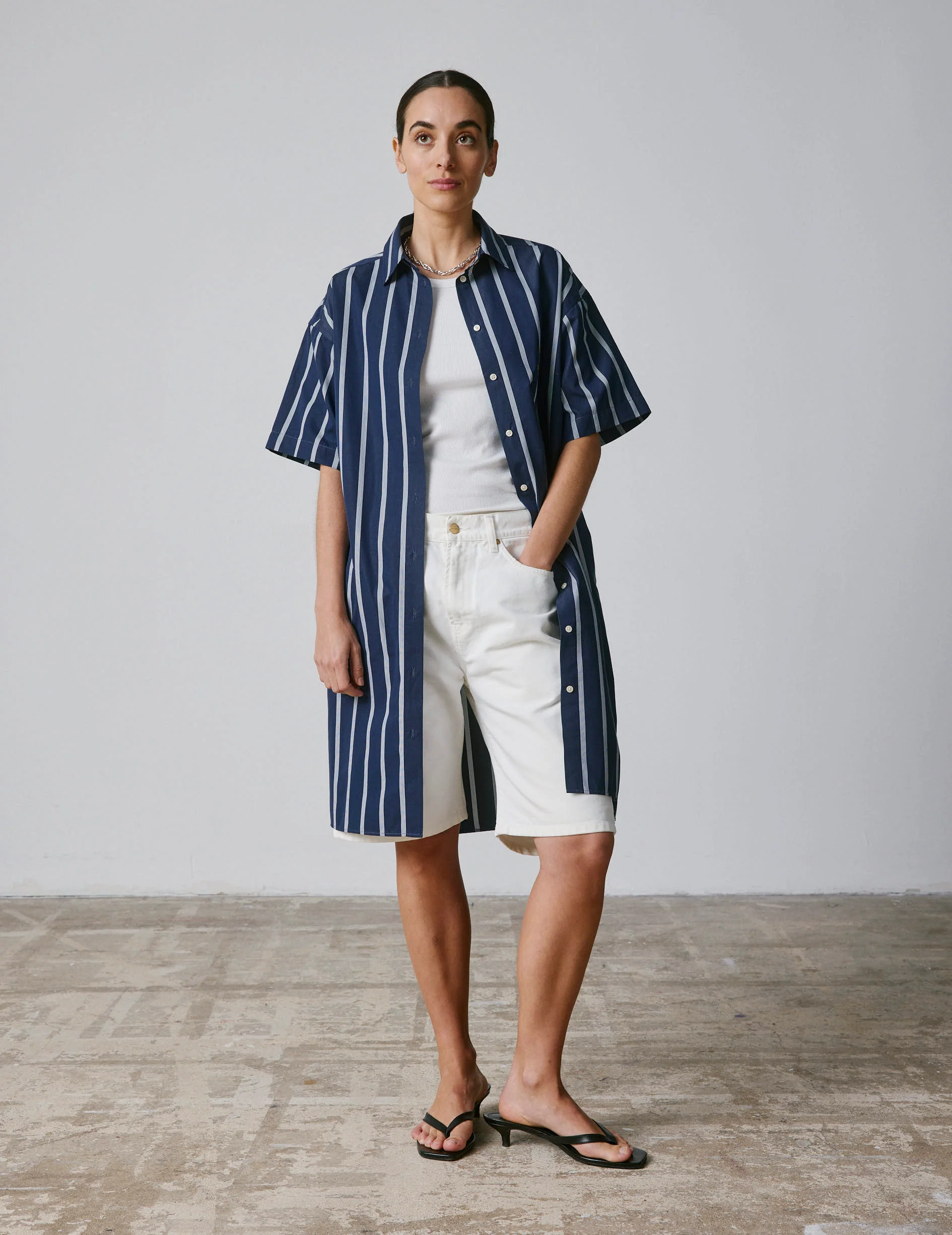 Robe Belharra en popeline marine - Image 4