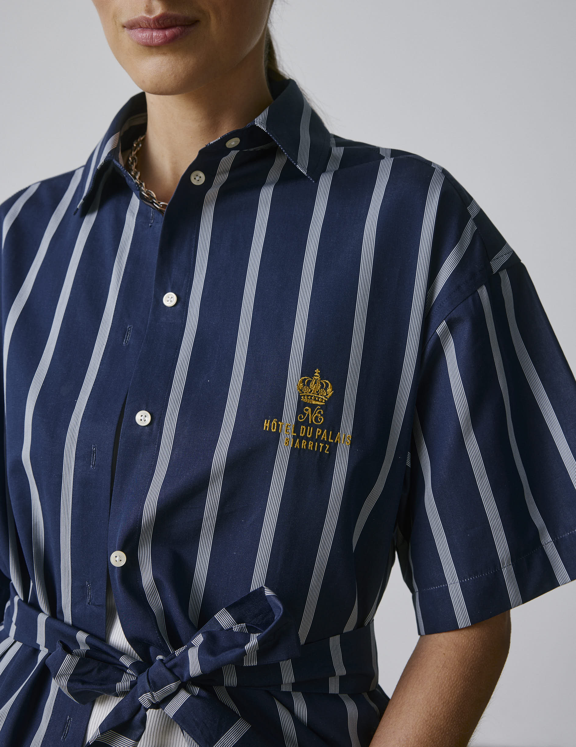 Robe Belharra en popeline marine - Image 5