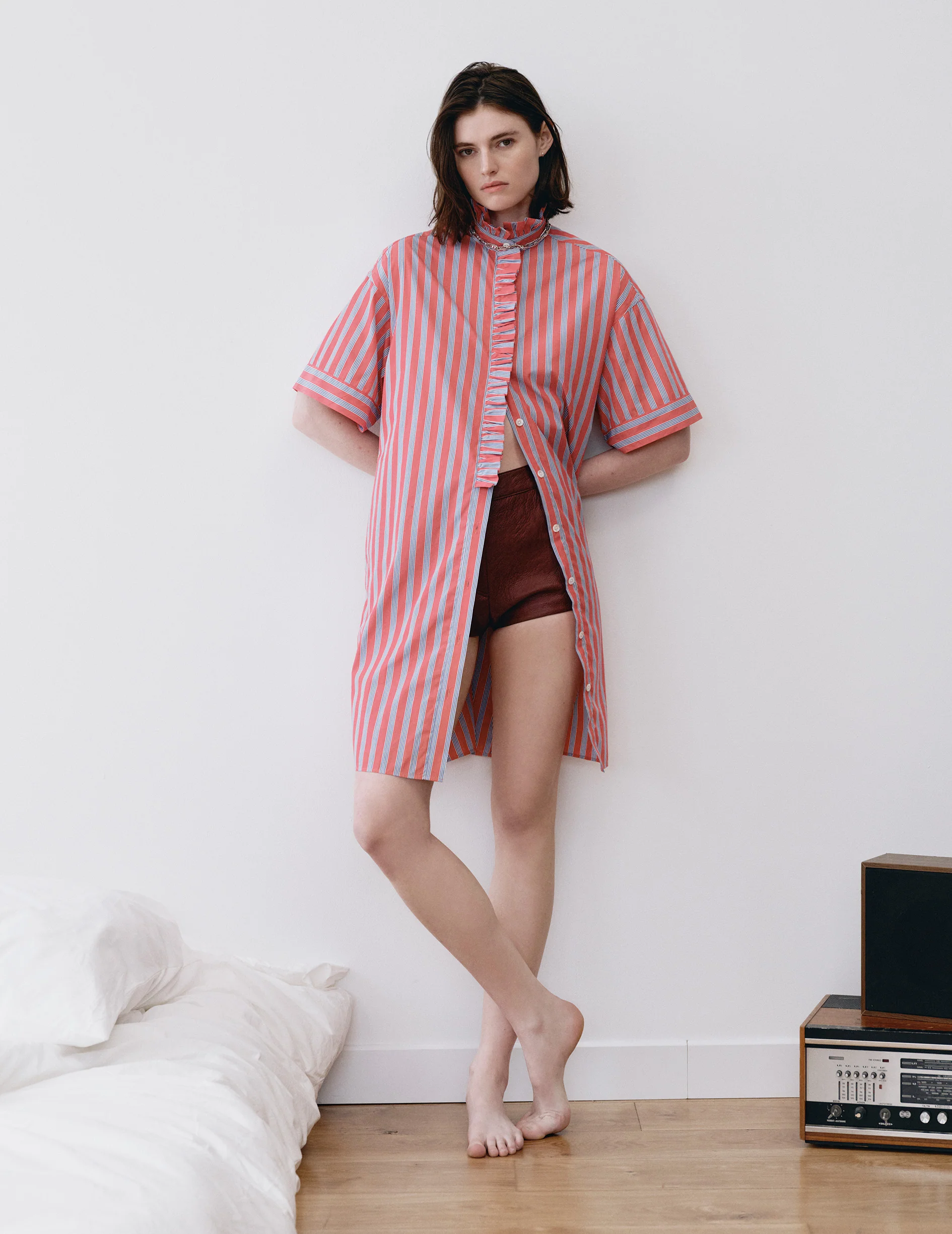 Robe Nivine en popeline rayée rose foncée - Image 2