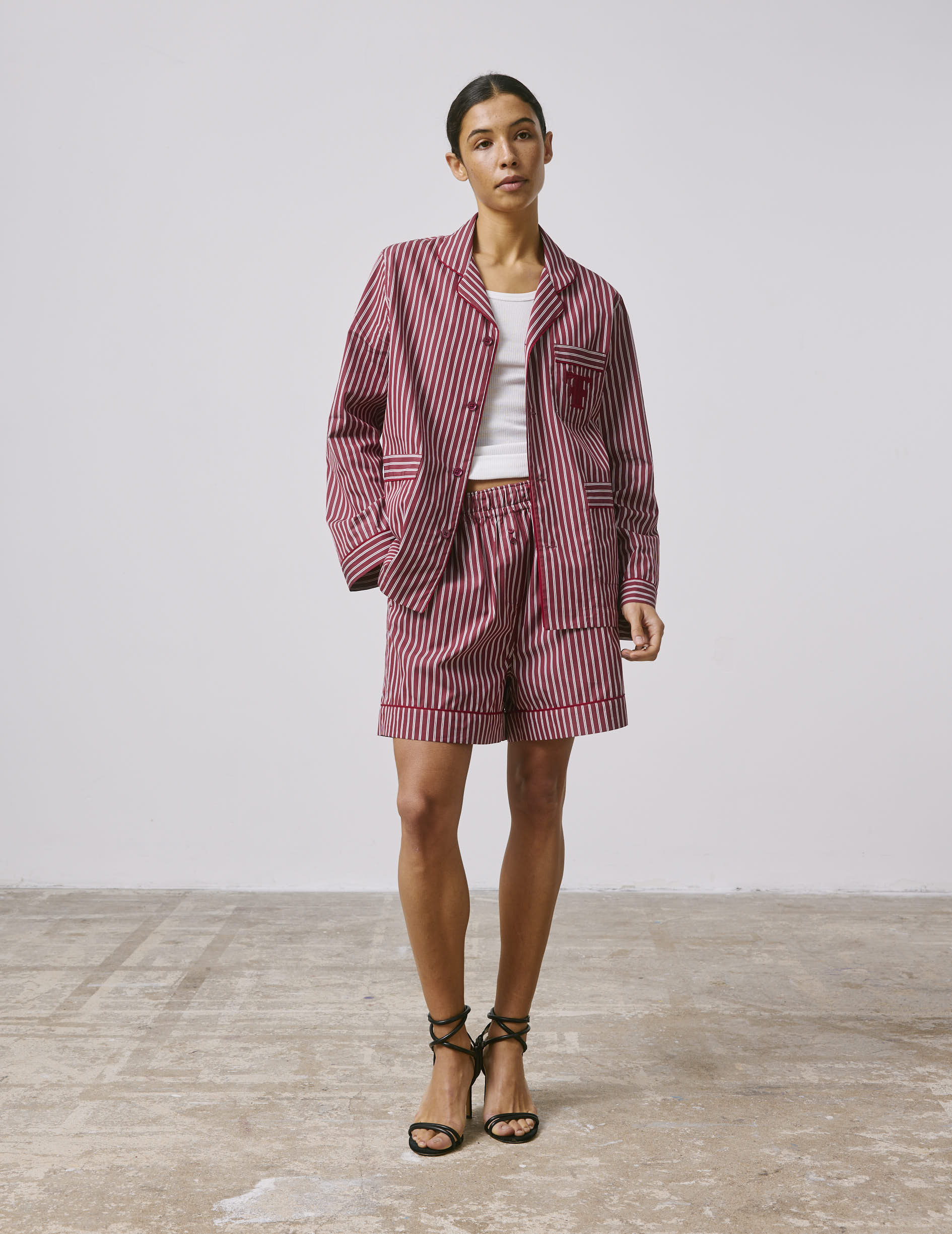 Short Nina en popeline bordeaux - Image 3