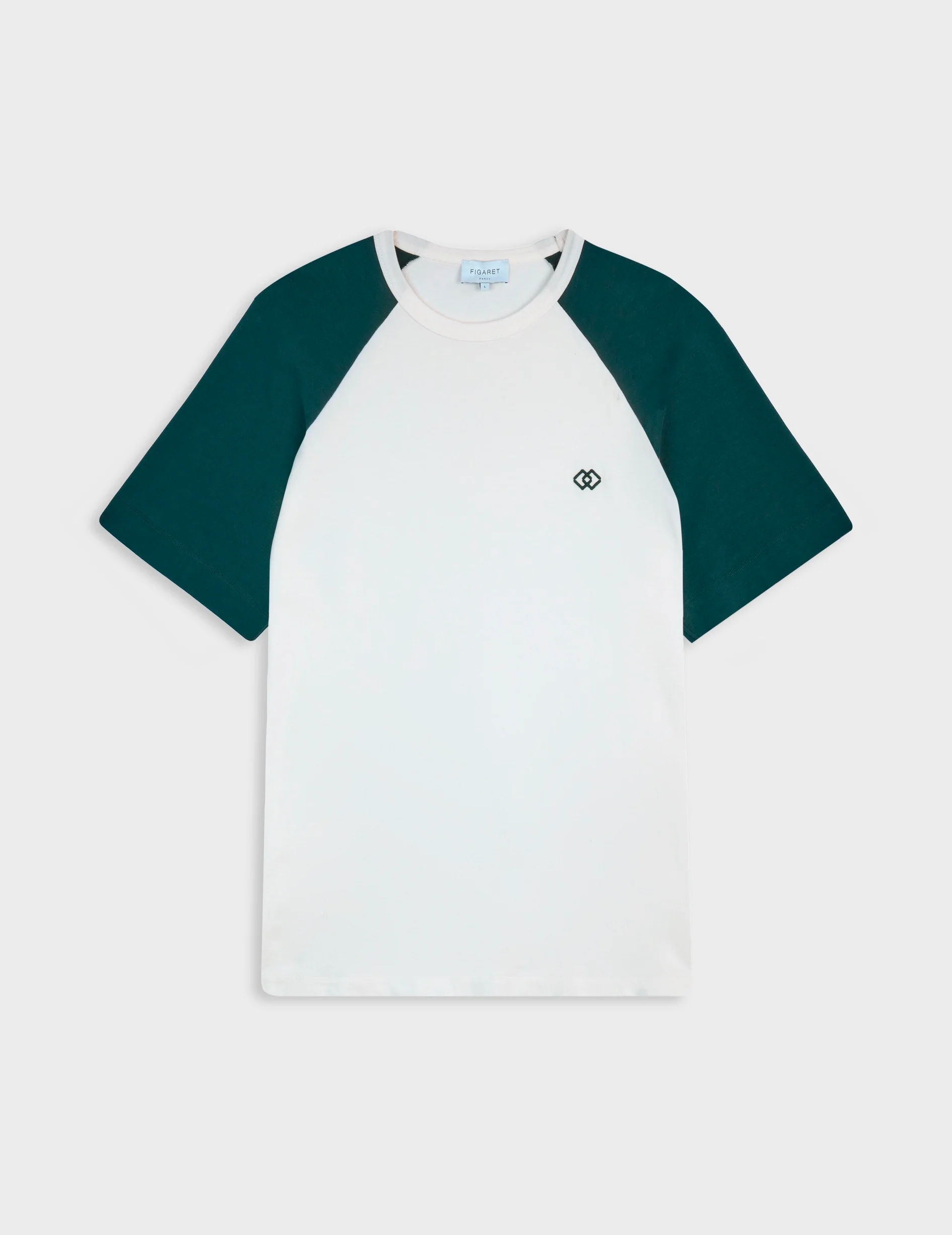 T-shirt Neville en coton écru et vert - Image 4