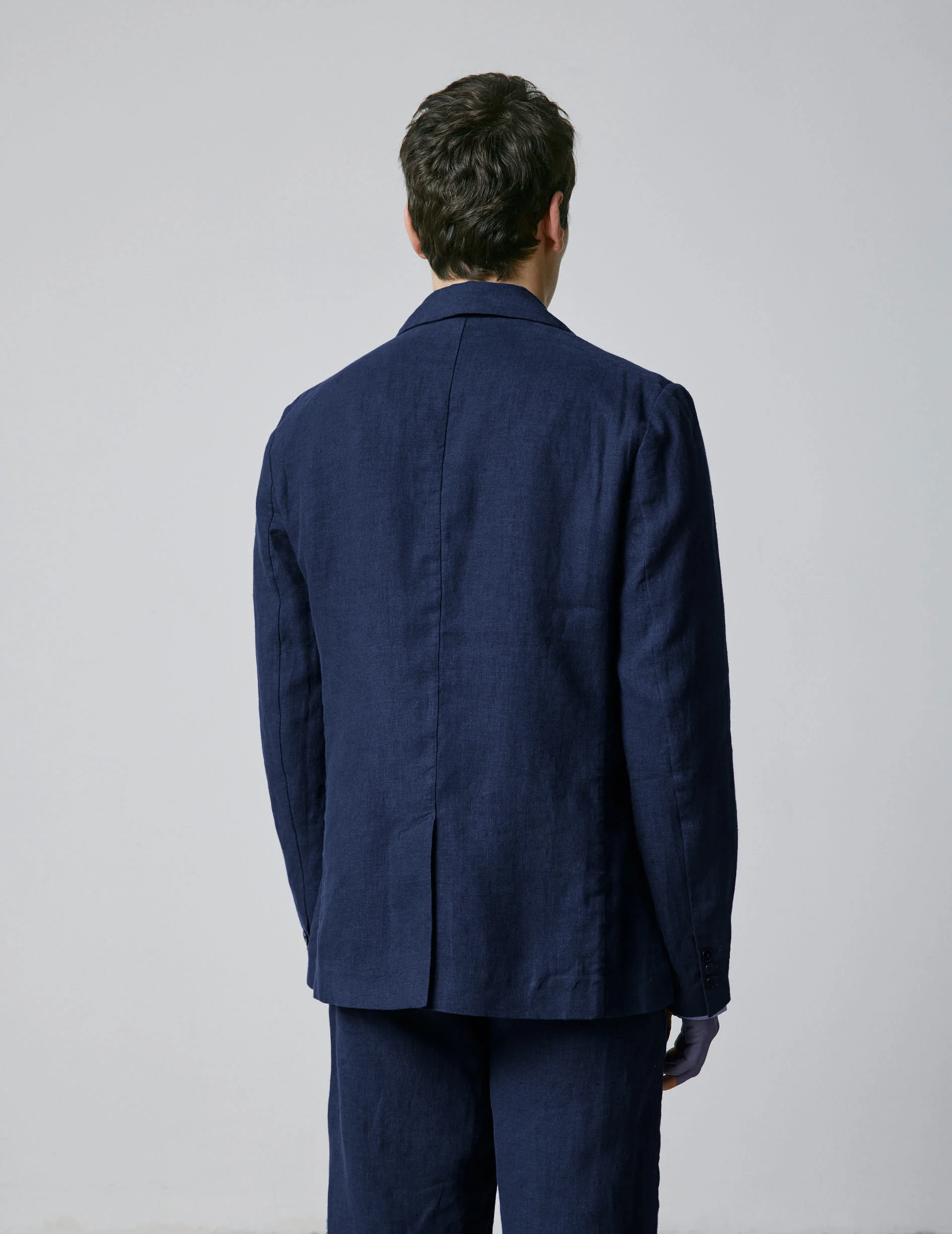 Veste blazer Nathis en lin marine - Image 3