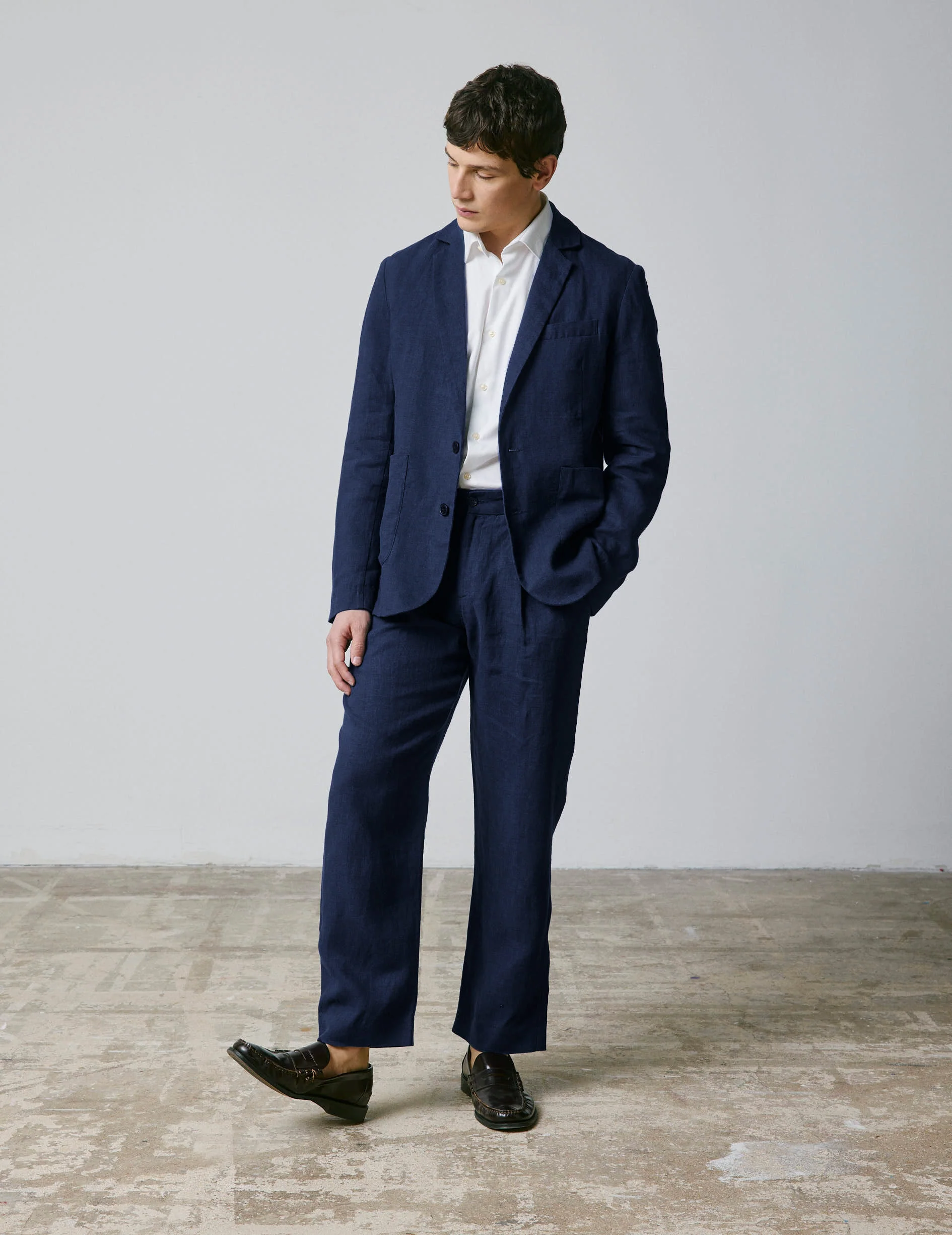 Veste blazer Nathis en lin marine - Image 6