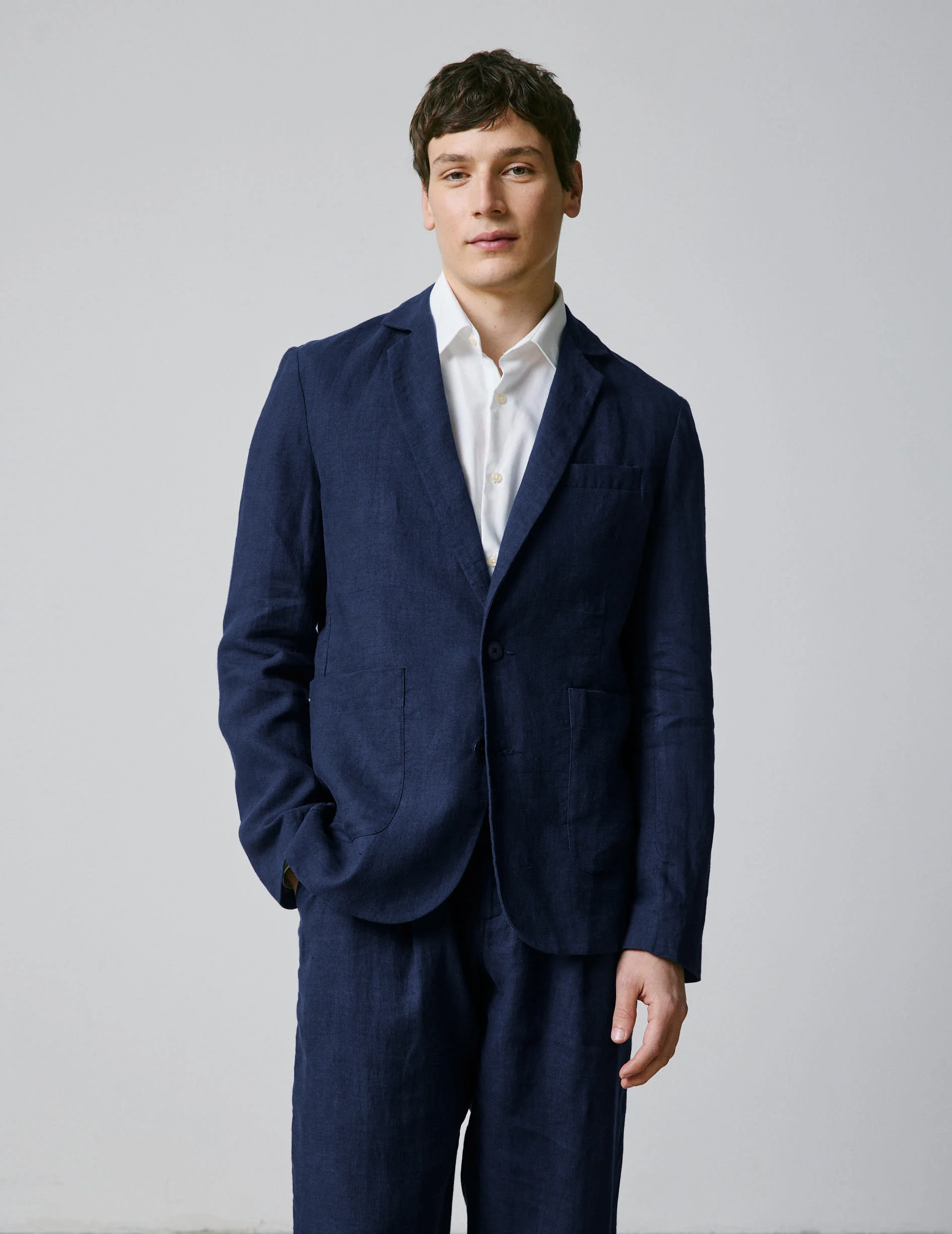 Veste blazer Nathis en lin marine - Image 7