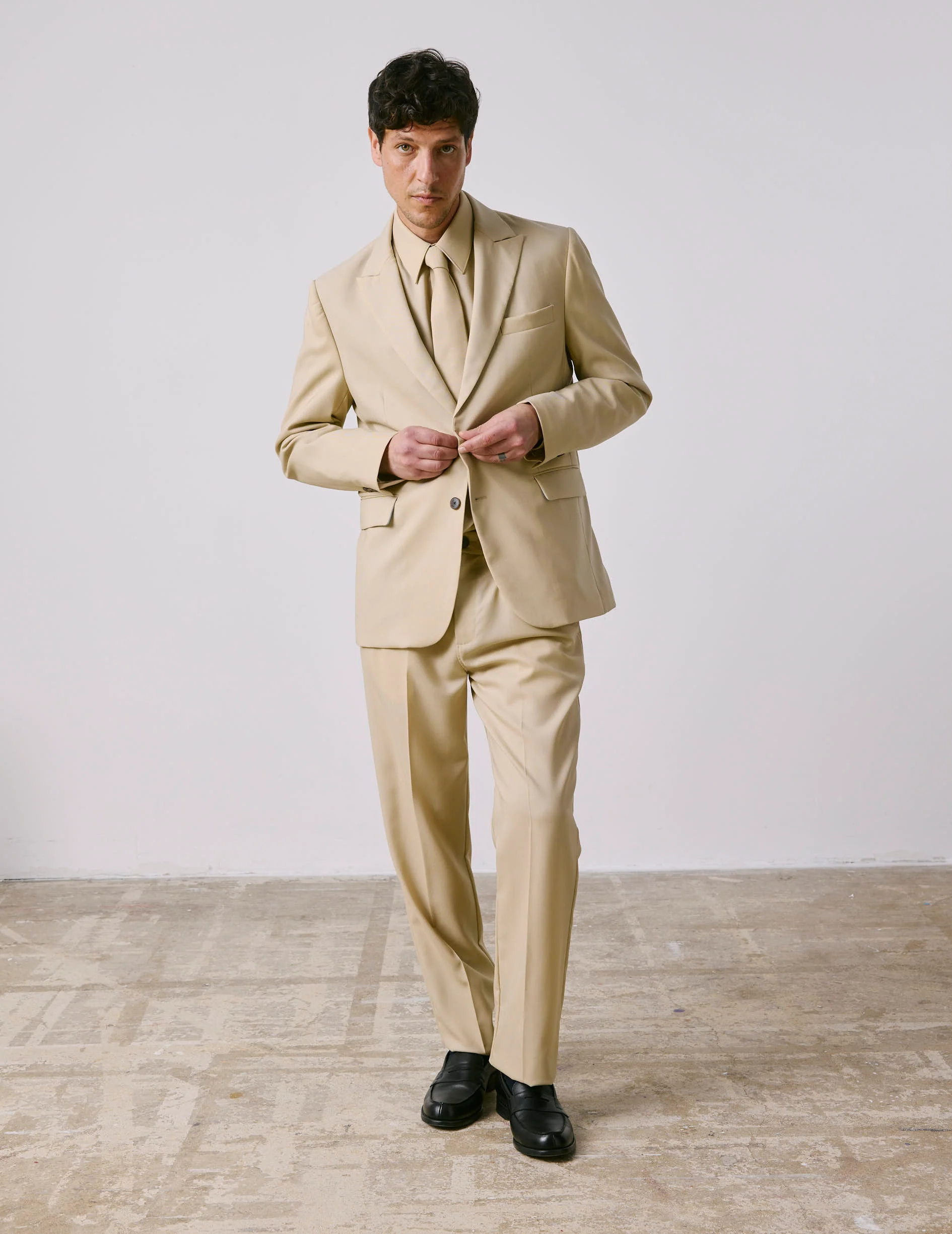 Veste de costume Marlon en laine vierge beige - Image 5