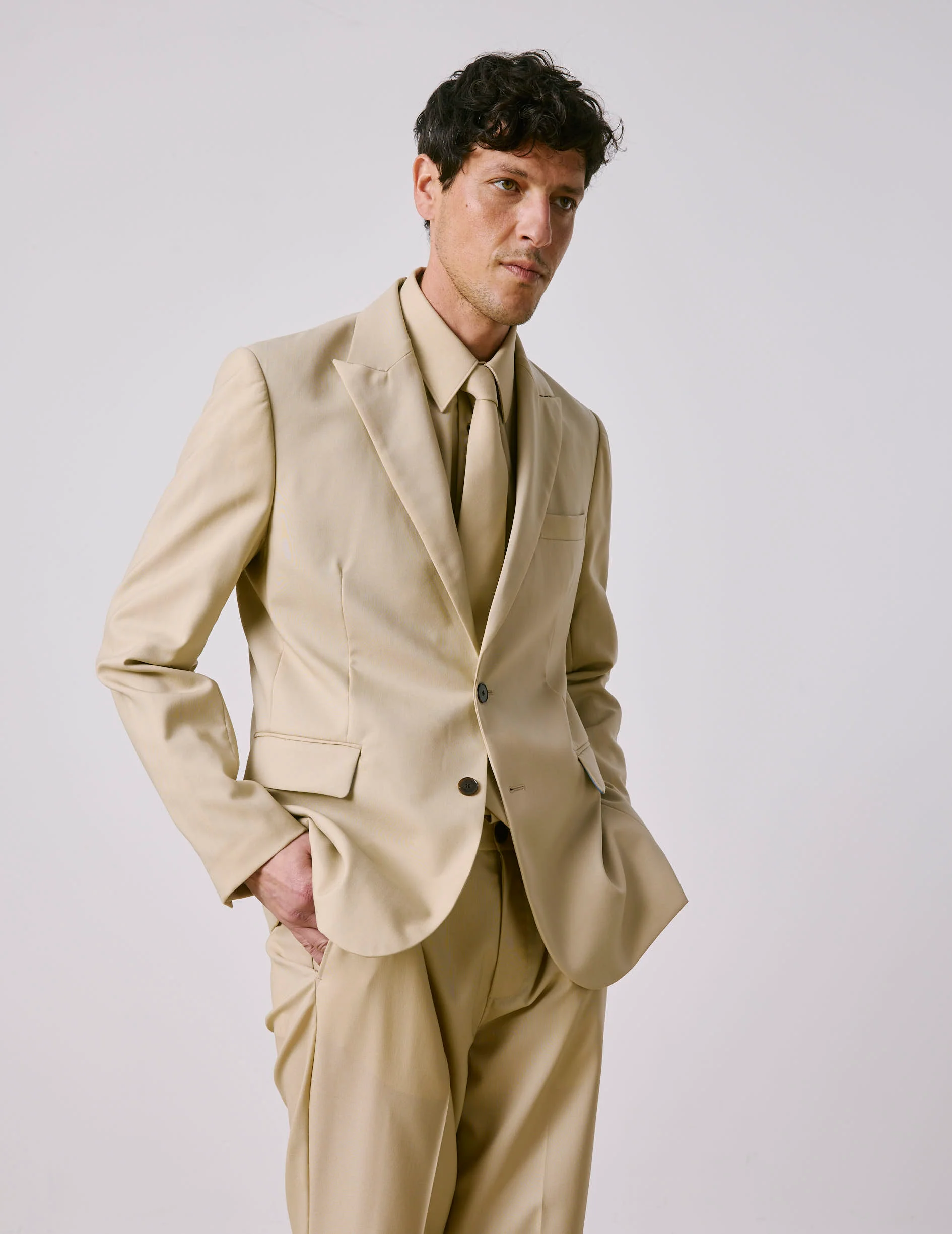 Veste de costume Marlon en laine vierge beige - Image 6