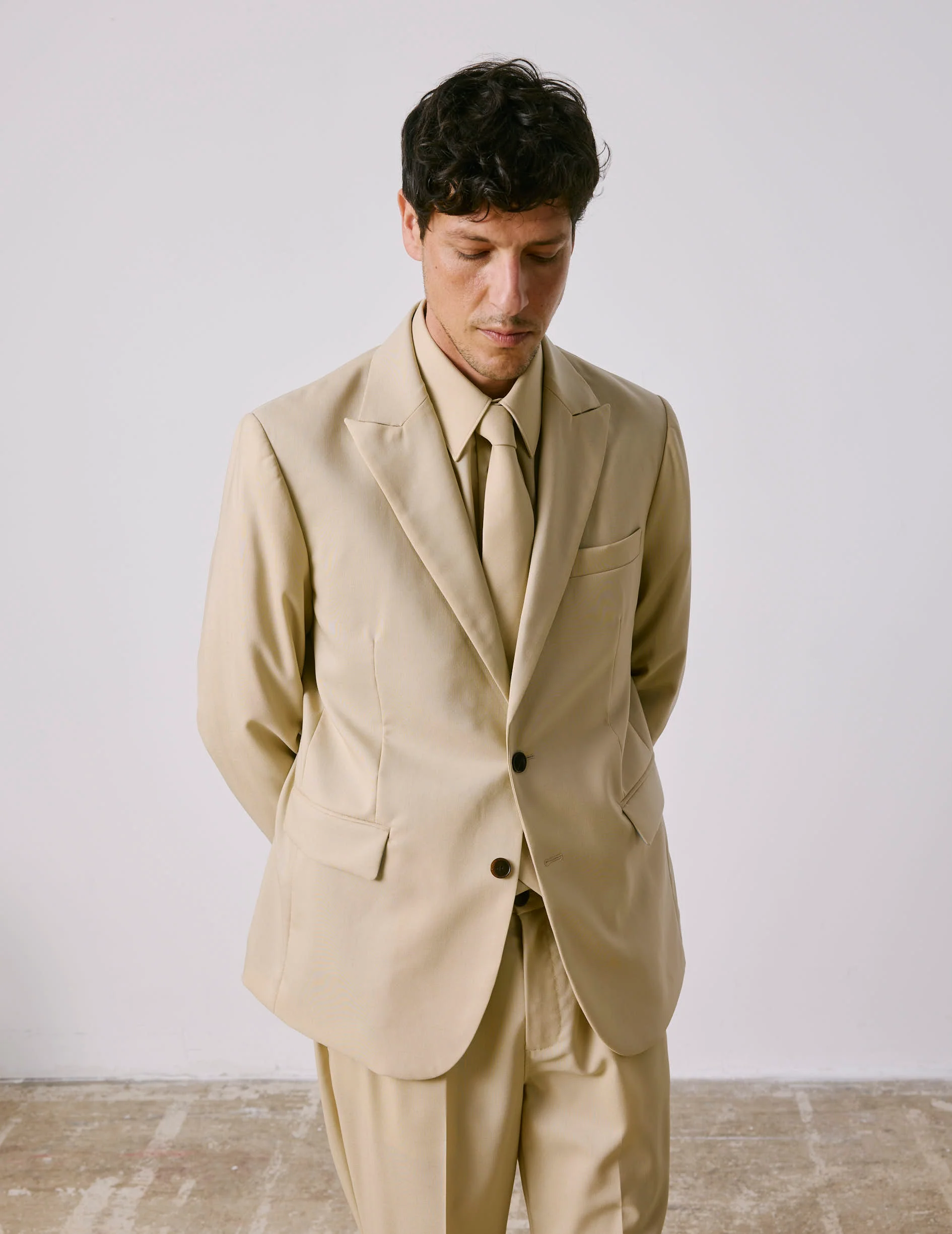 Veste de costume Marlon en laine vierge beige - Image 8
