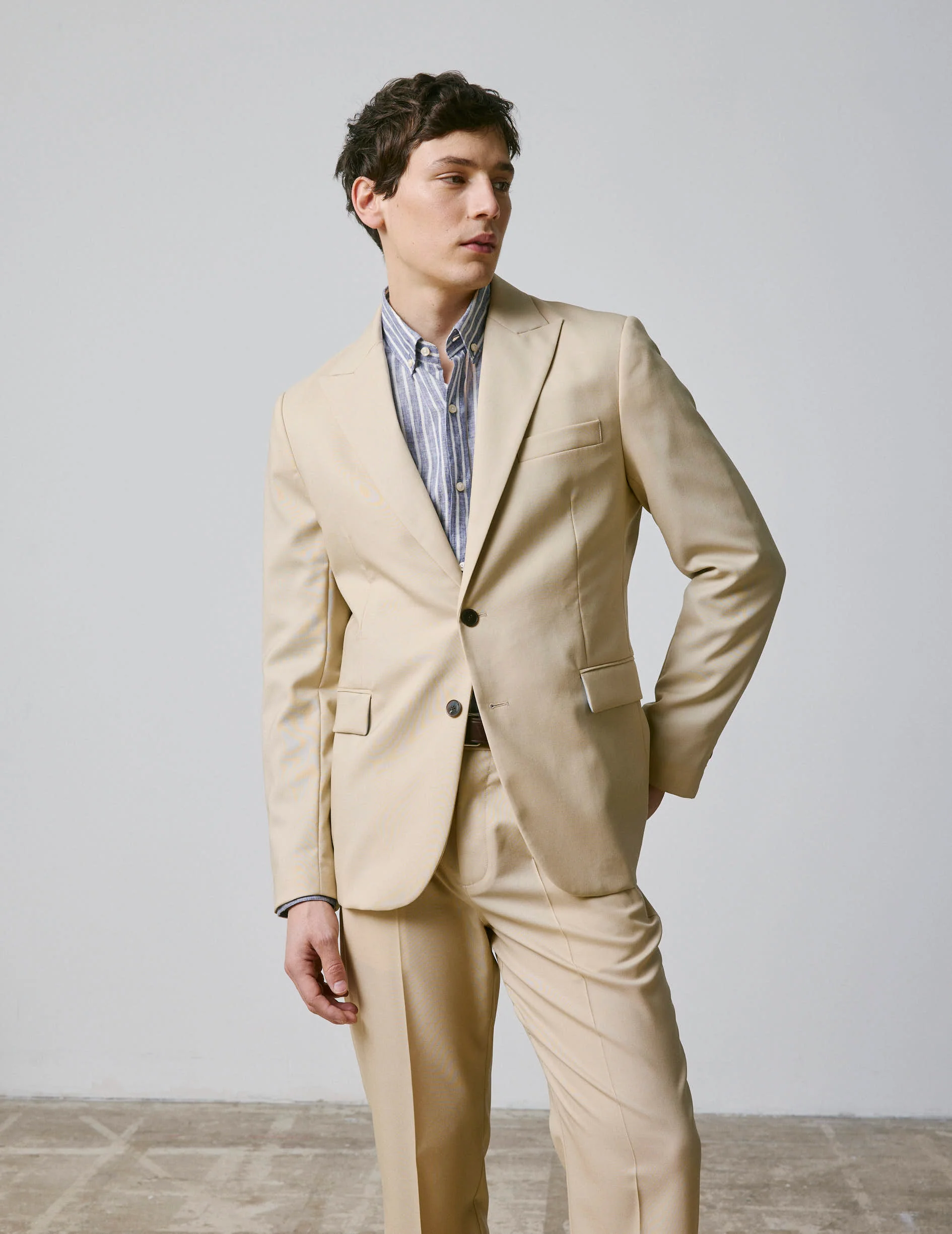 Veste de costume Marlon en laine vierge beige - Image 9